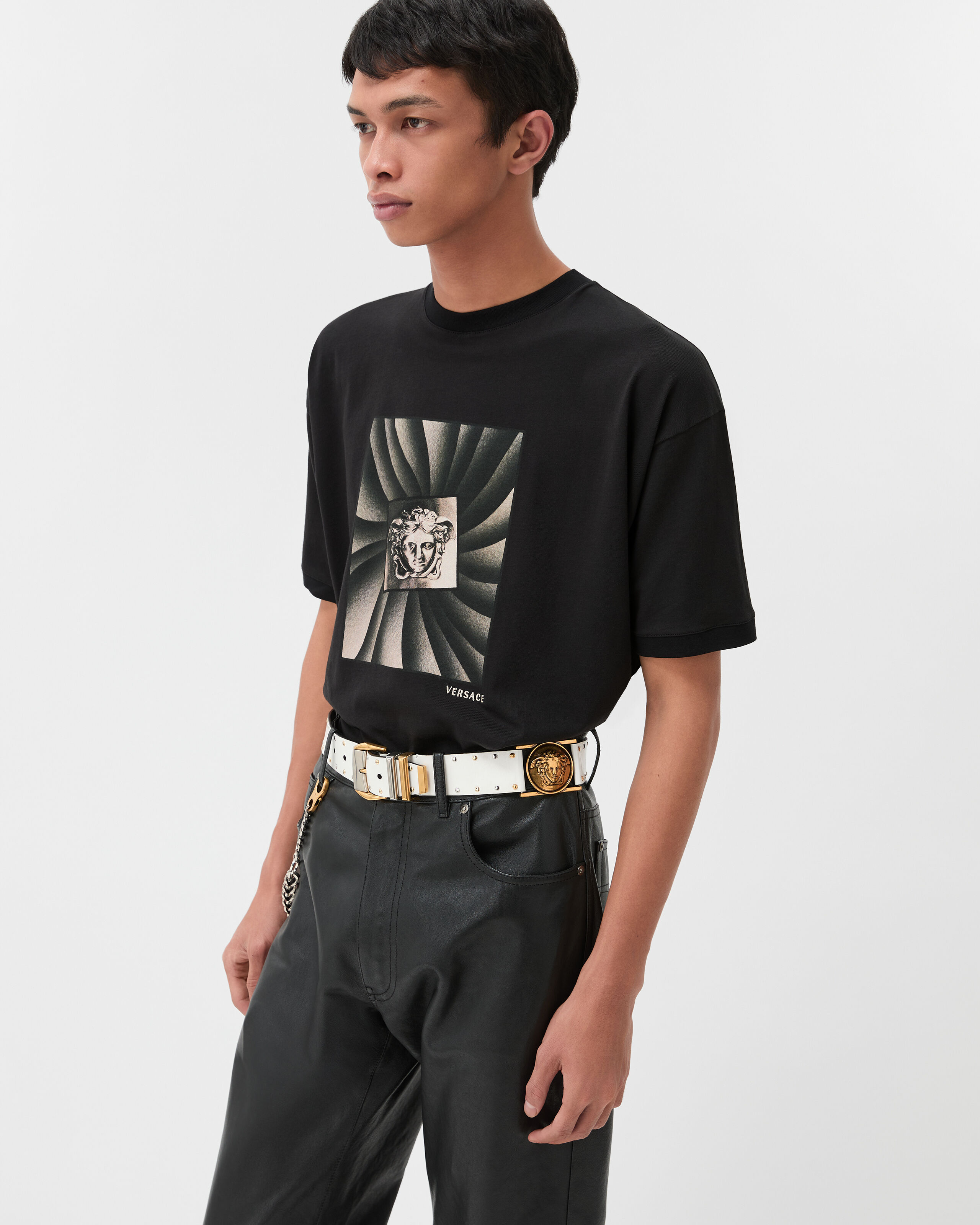 プリント コットンジャージー Tシャツ ブラック | VERSACE JP