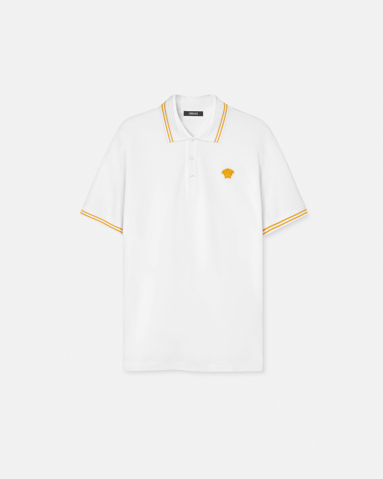 刺繍入り コットン ピケ ポロシャツ ブラック | VERSACE JP