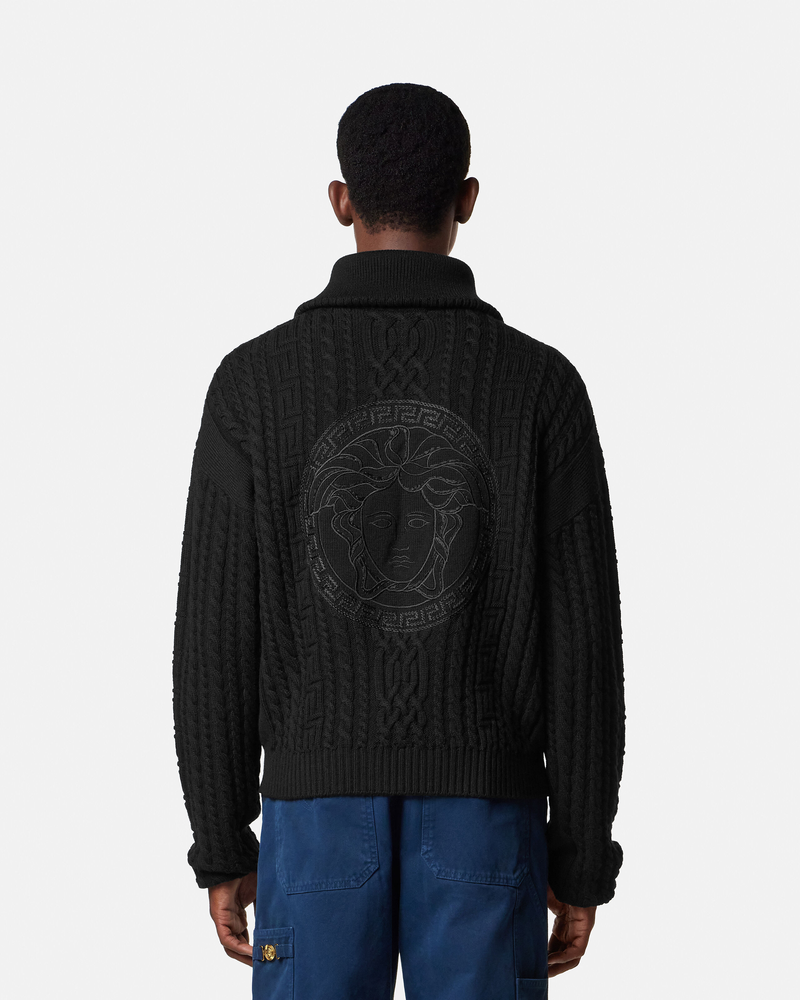 刺繍入り ウール ニット ジッパー セーター | VERSACE JP