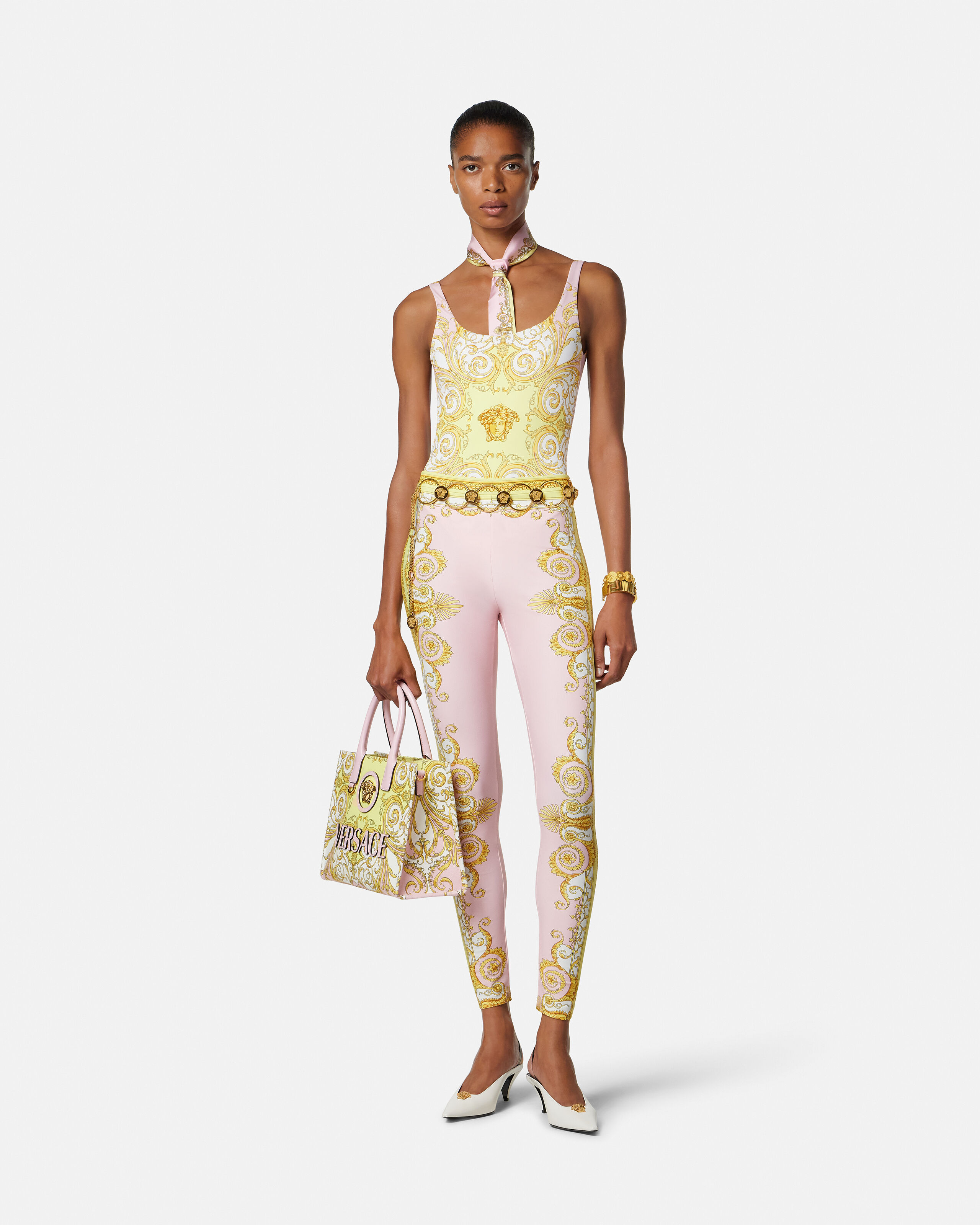 プリント ワンピース スイムスーツ イエロー,ピンク | VERSACE JP