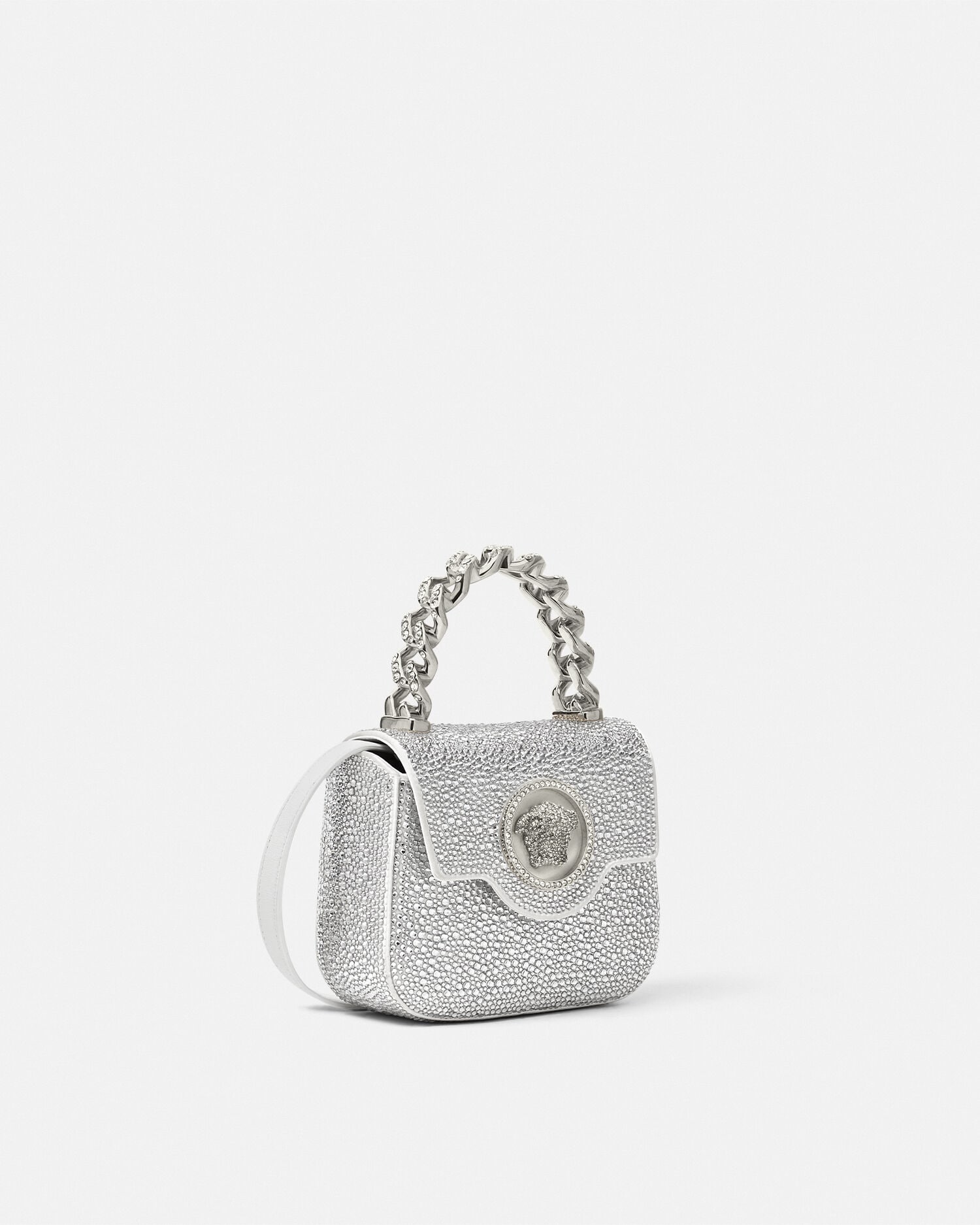 ラ メドゥーサ 装飾付き サテン ミニ バッグ ホワイト | VERSACE JP