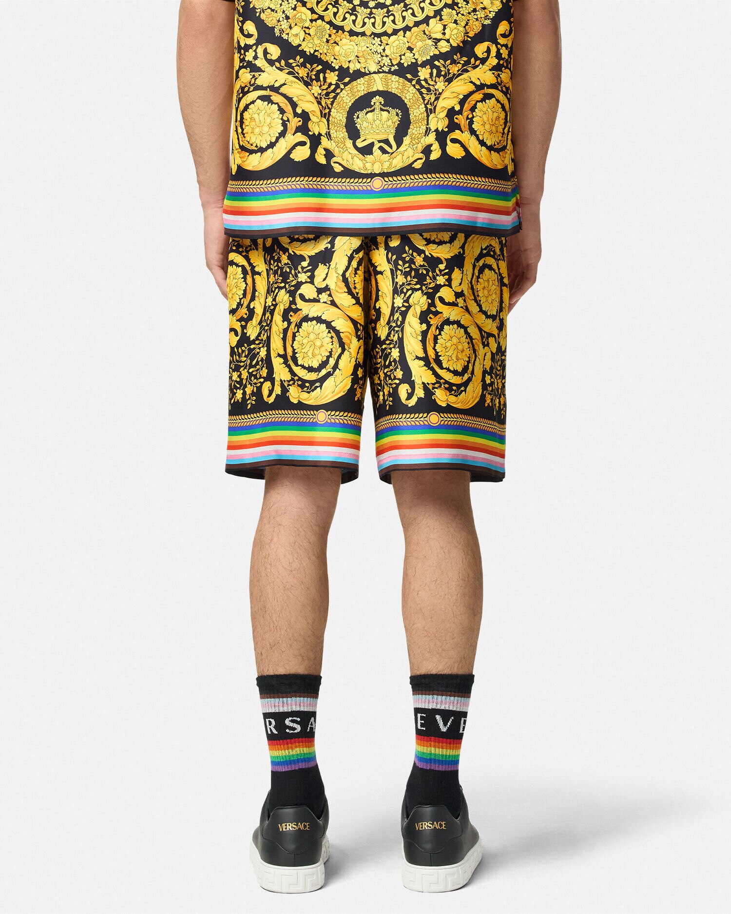 シルク ショートパンツ プライド バロッコ ブラック,プリント | VERSACE JP