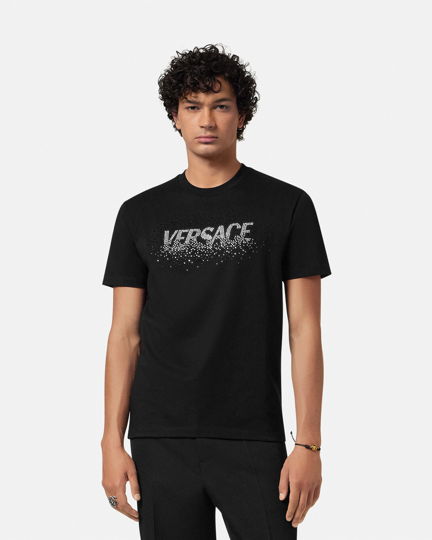 VERSACE☆クリスタル フェーディング ヴェルサーチ ロゴ Tシャツ Tシャツ クリスタル フェーディング ヴェルサーチェ ロゴ