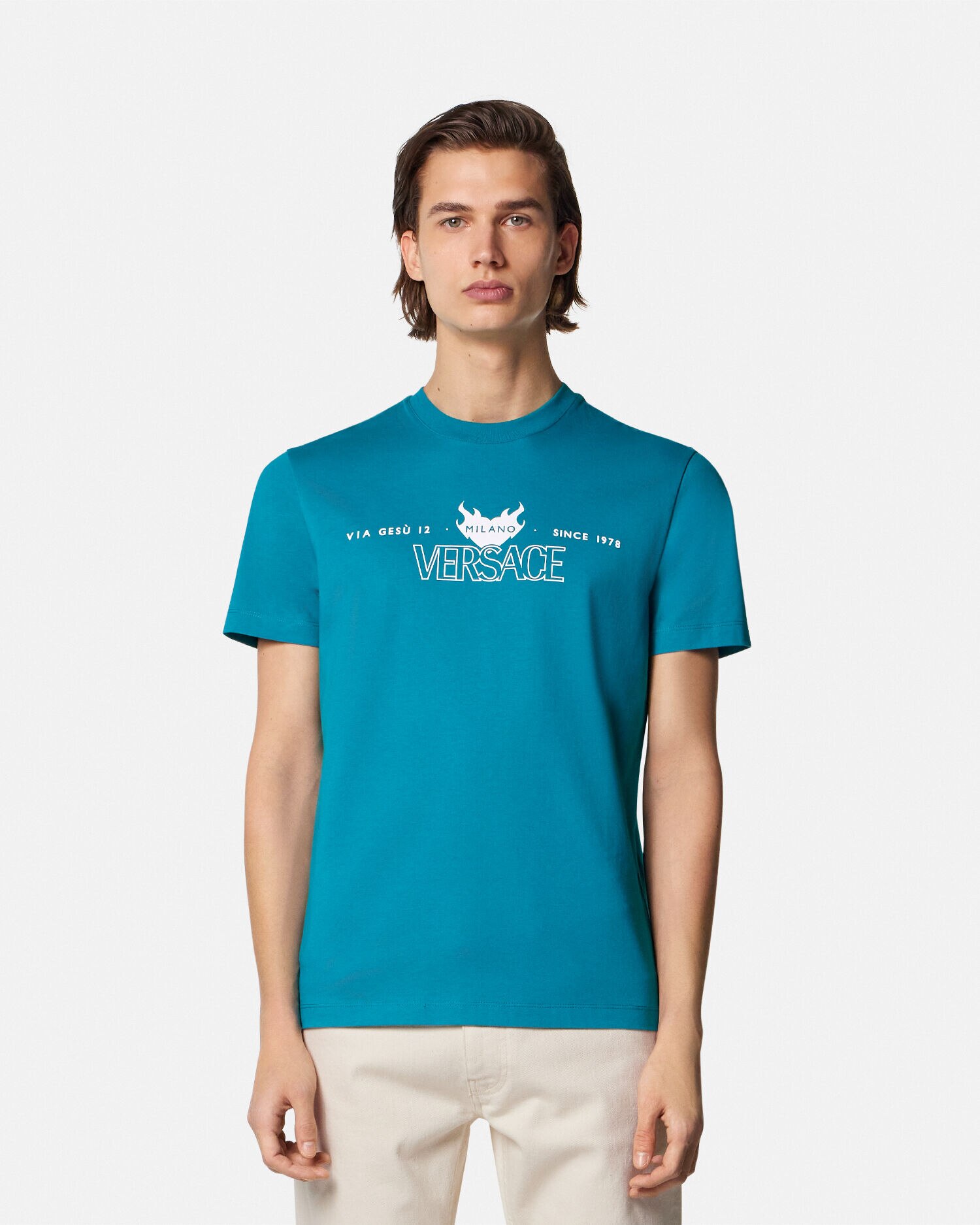 【定番】VERSACE ヴェルサーチェ Greca Tシャツ Tシャツ ヴェルサーチェ ロゴ ブルー | VERSACE JP