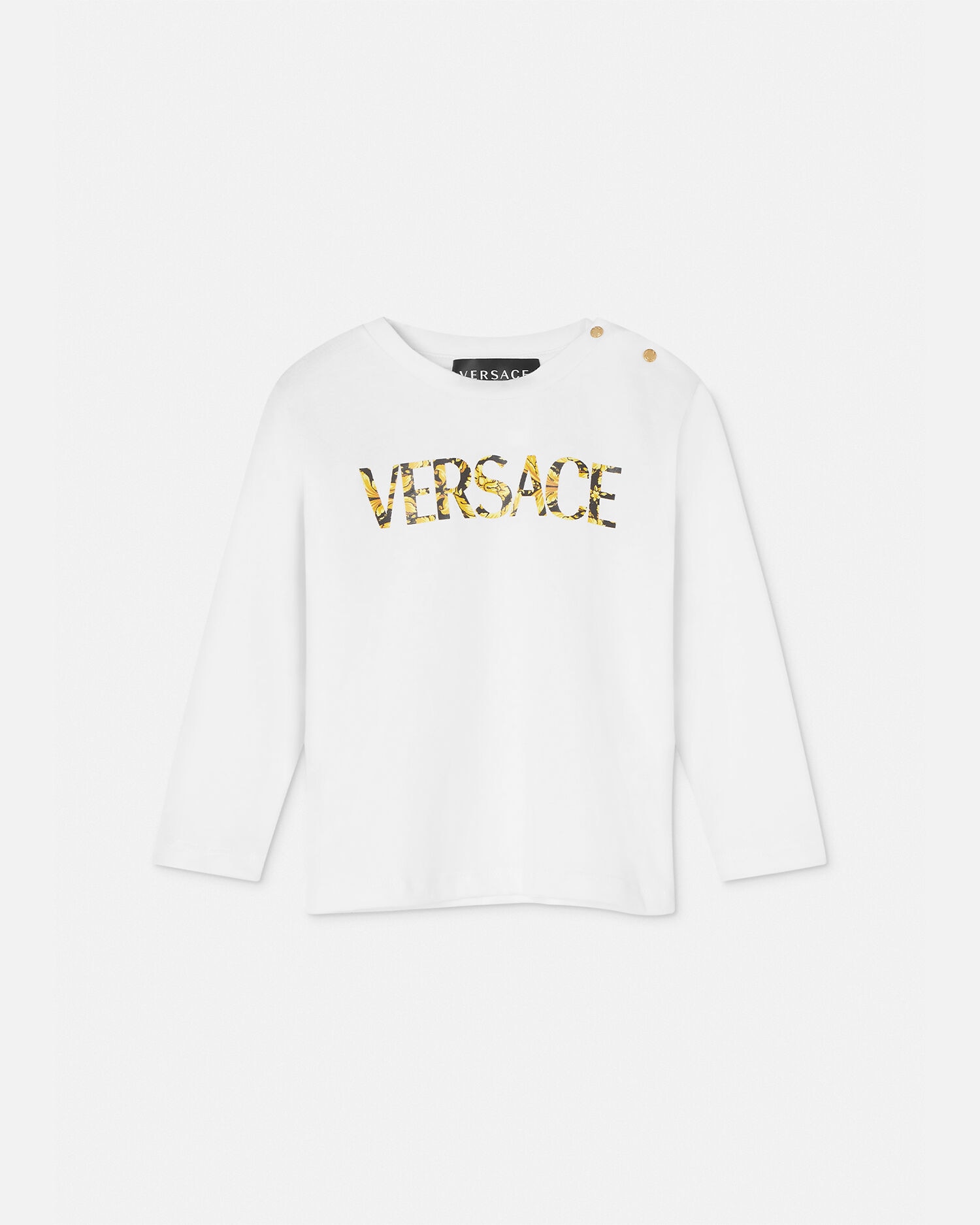 ヴェルサーチェ キッズ バロッコ ヴェルサーチェ ロゴ ベビー Tシャツ