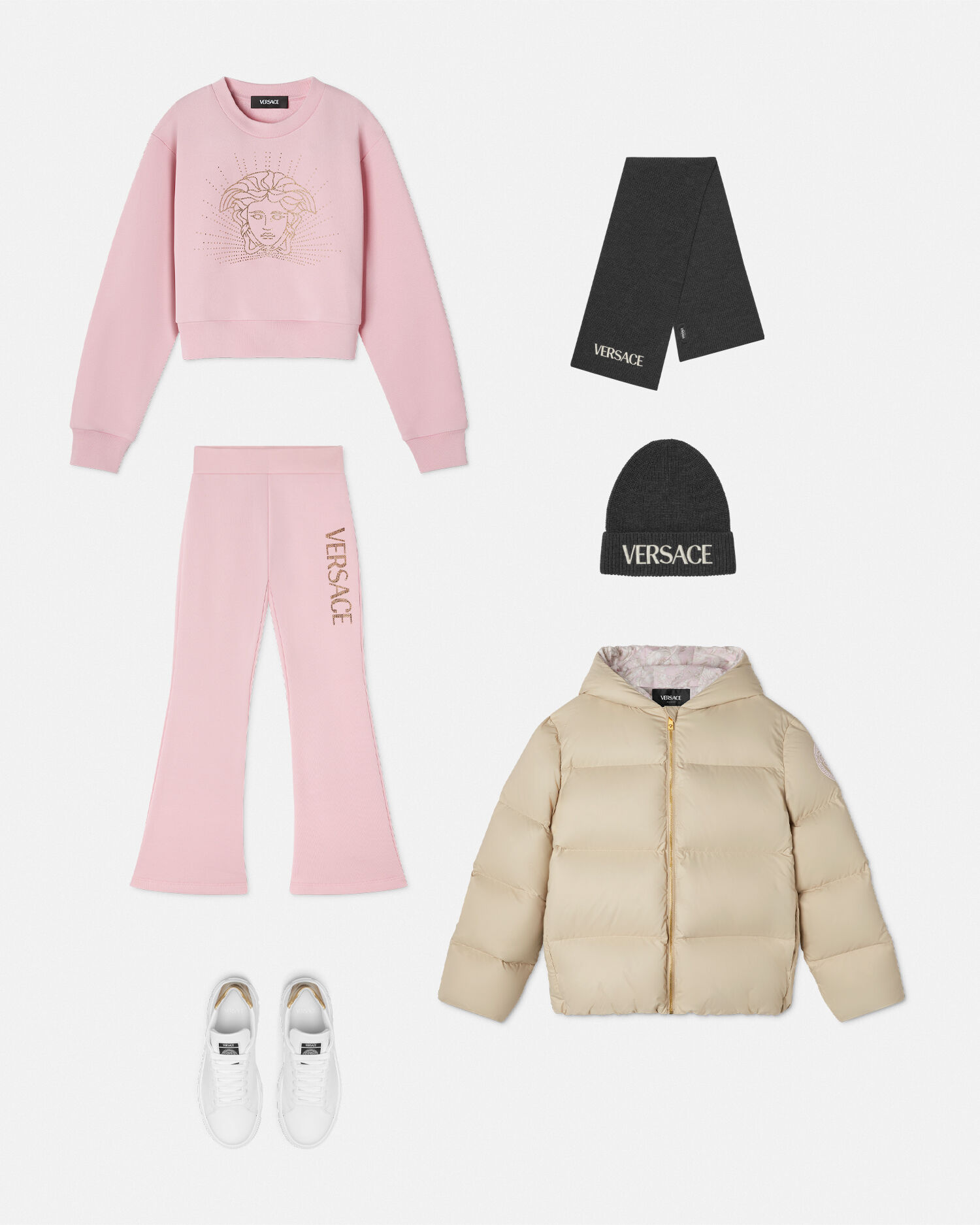 VERSACE☆キッズ メドゥーサコットンスウェットシャツ大人もOK スウェットシャツ クリスタル メドゥーサ キッズ ピンク