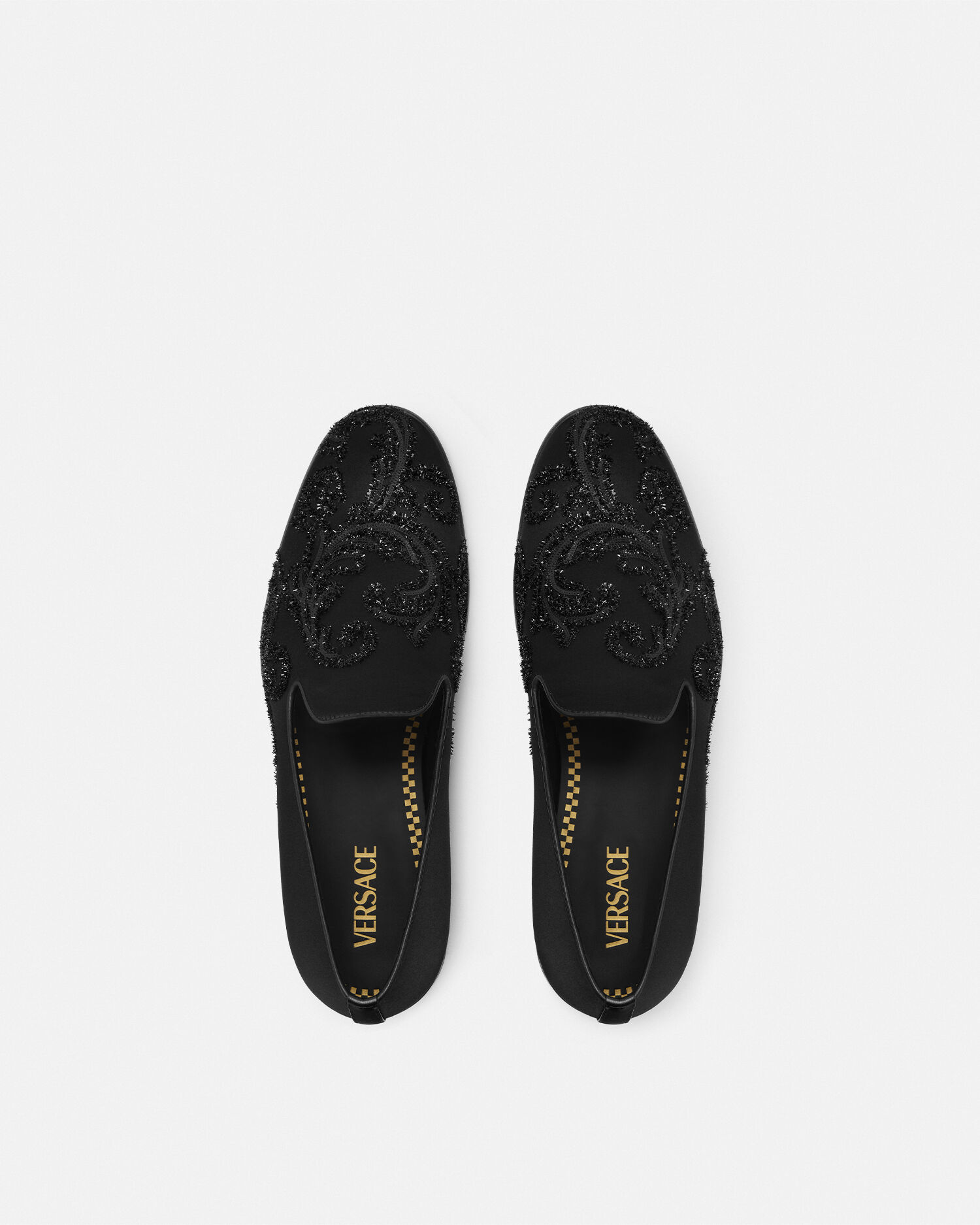 【国内発送】VERSACE メデューサスリッパ 刺繍入りバロッコ メドゥーサ スリッパ ブラック,ゴールド