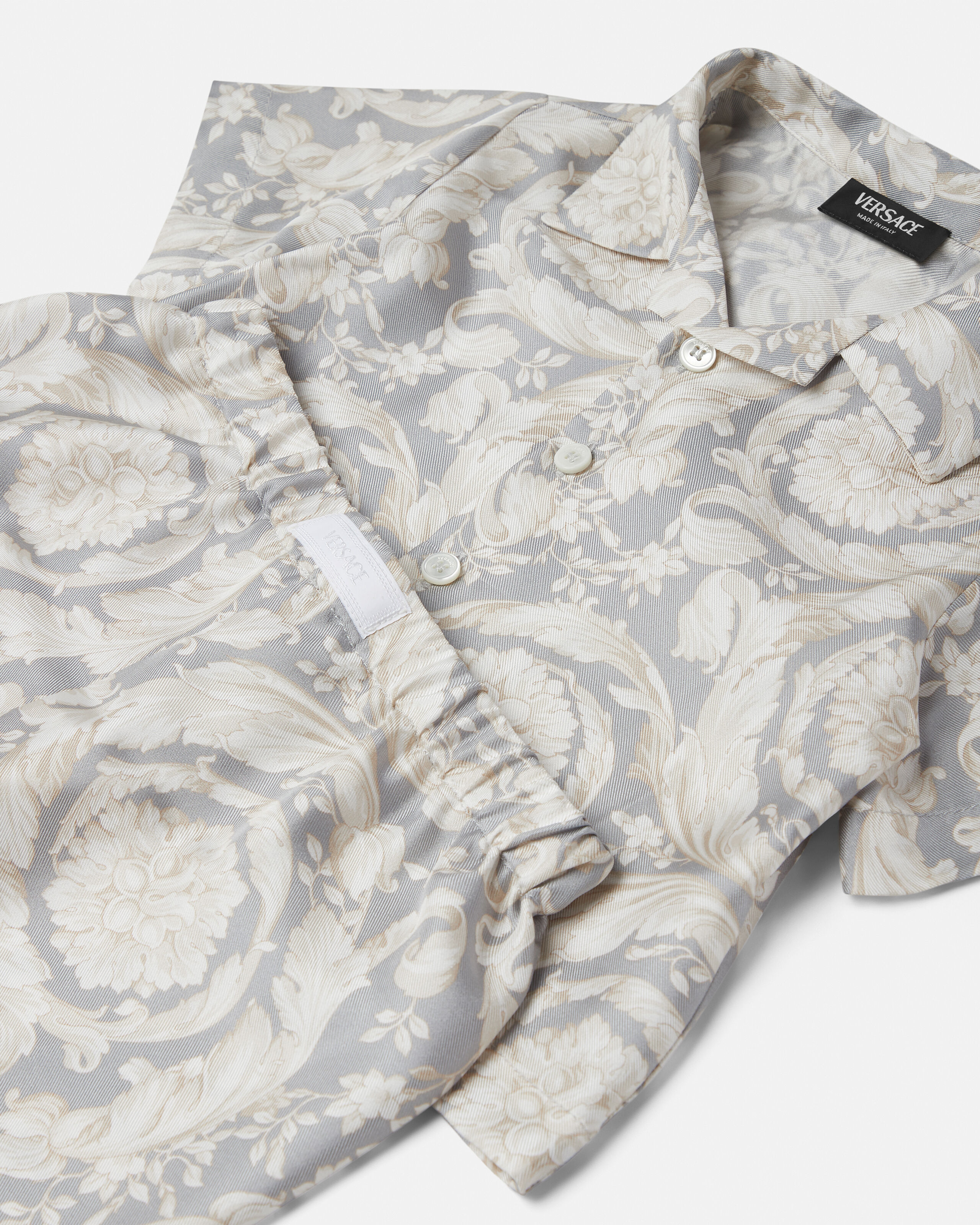 ベビー プリント シルク ツイル シャツ セット グレー | VERSACE JP