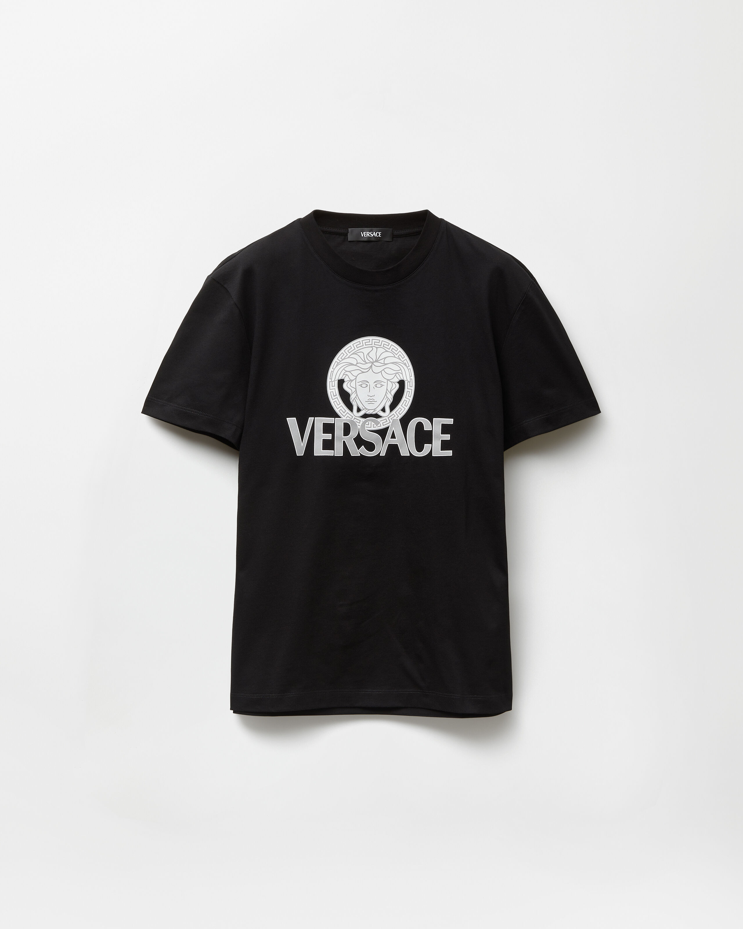 VERSACE ロゴ コットンTシャツ プリント コットンジャージー Tシャツ ブラック | VERSACE JP