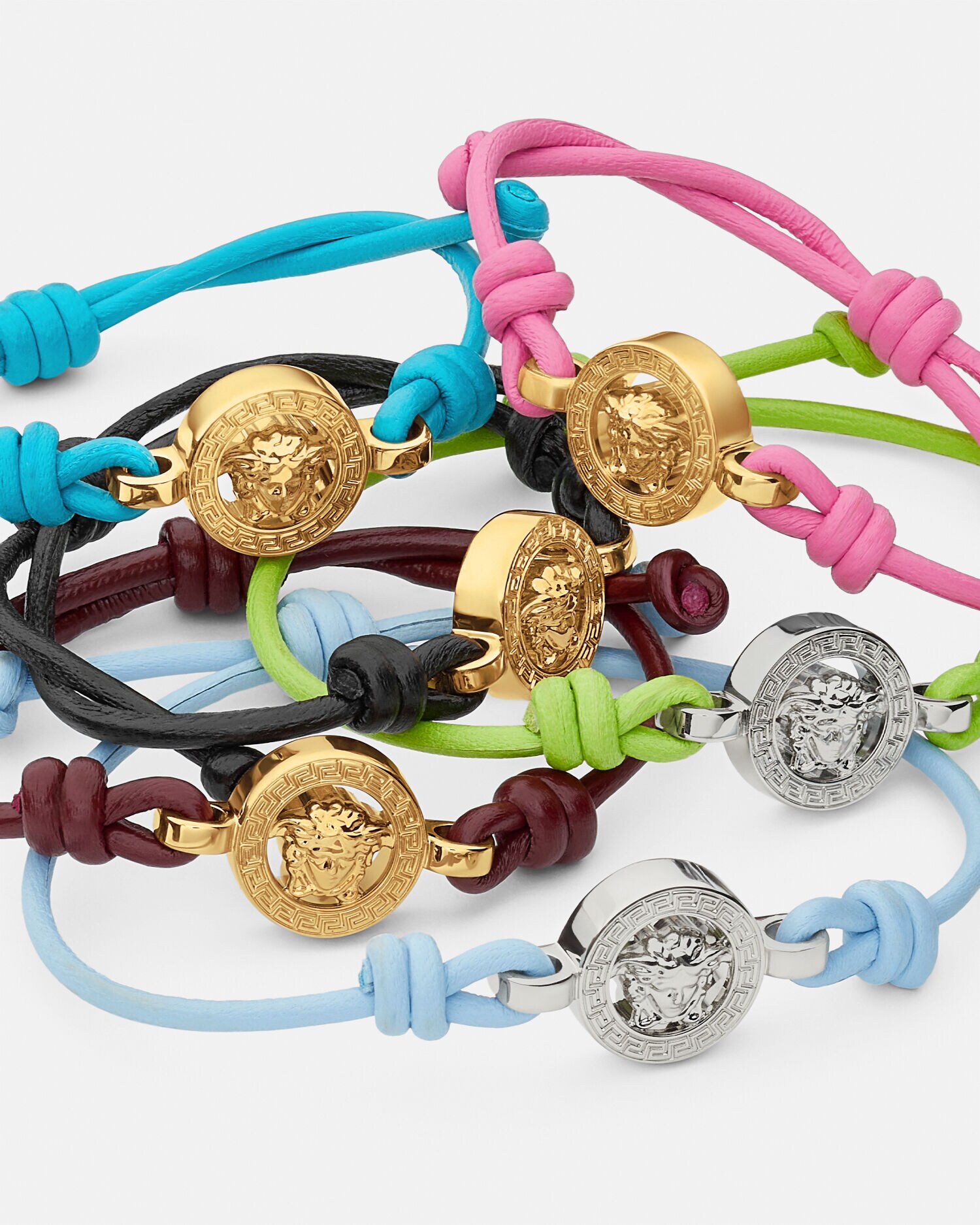 【VERSACE/ヴェルサーチェ】メデューサ '95 レザーブレスレット レザー ブレスレット メドゥーサ '95 ブルー,シルバー | VERSACE JP