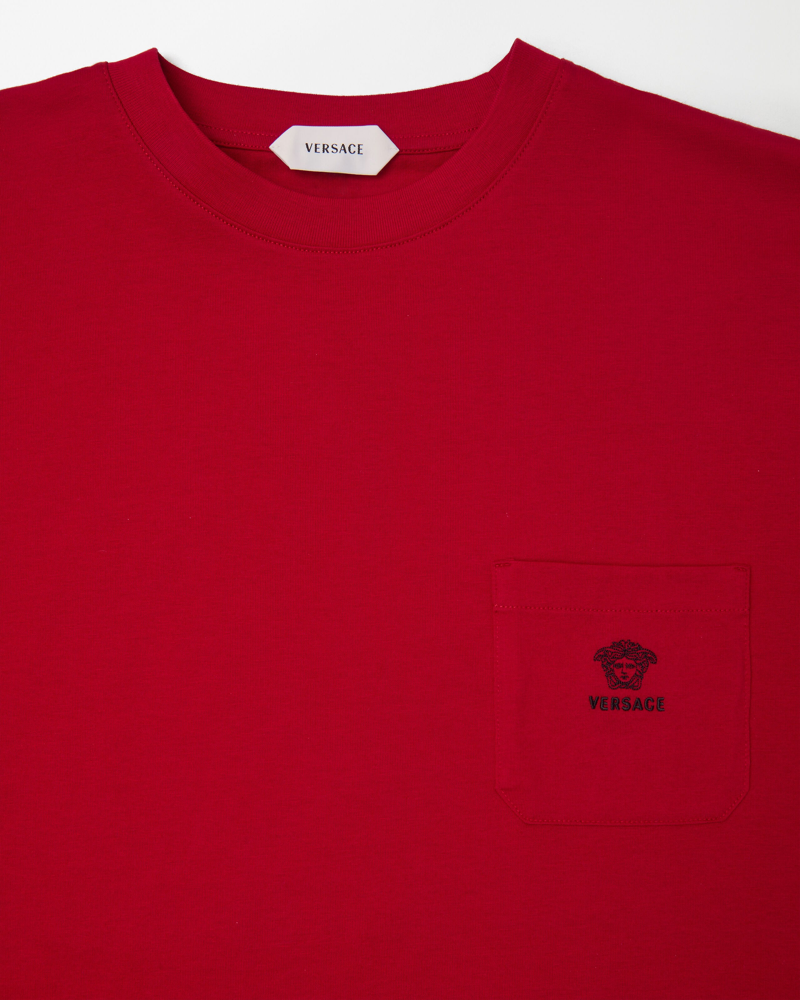 刺繍入り コットンジャージー Tシャツ レッド | VERSACE JP