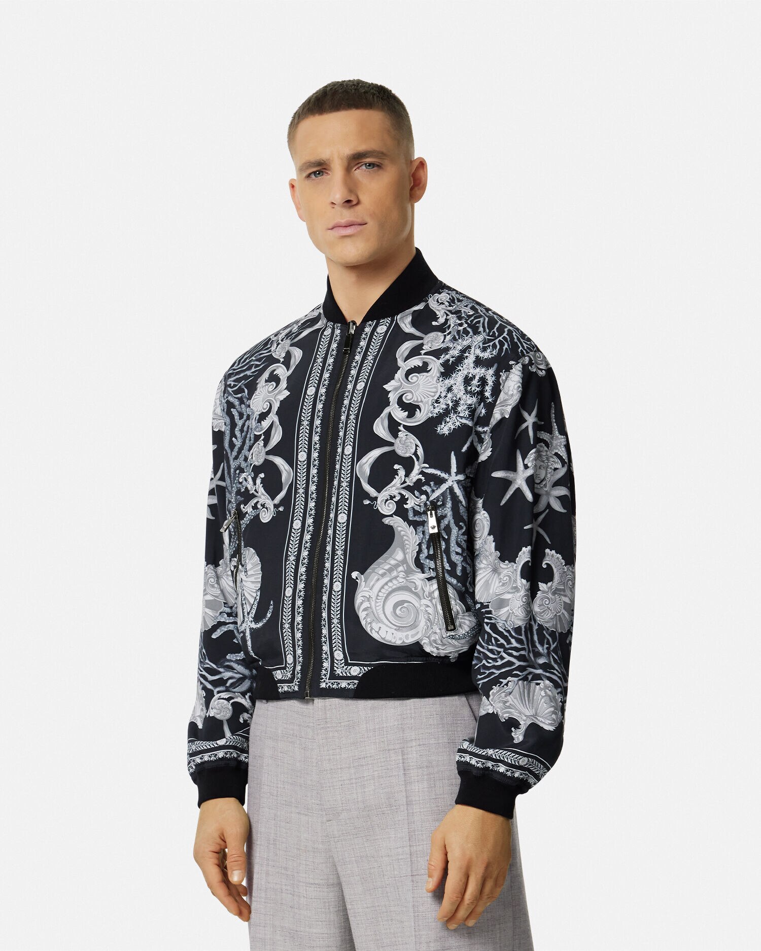 バロッコ シー リバーシブル ジャケット ブラック,プリント | VERSACE JP