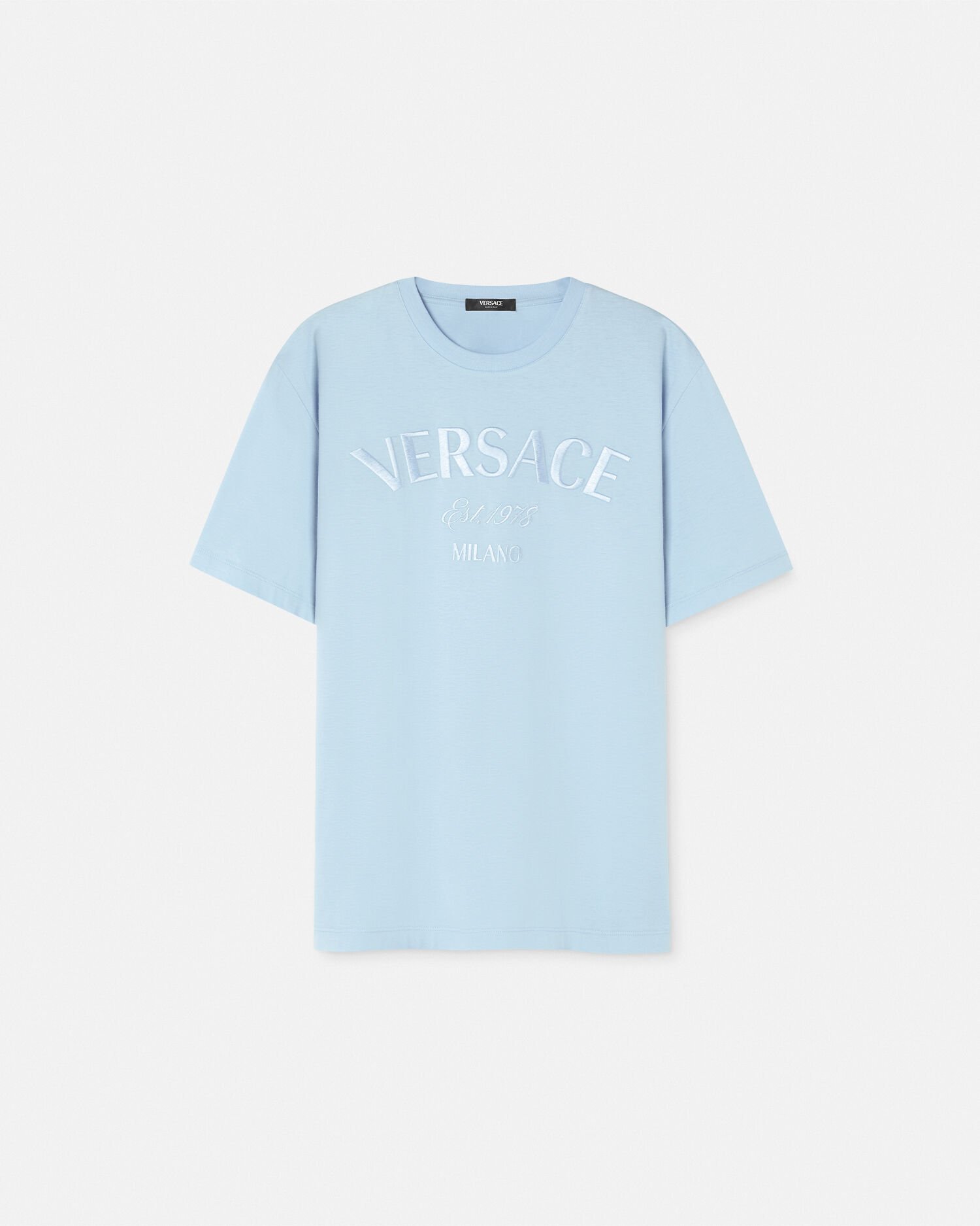 ヴェルサーチェ ミラノ スタンプ Tシャツ ブルー | VERSACE JP