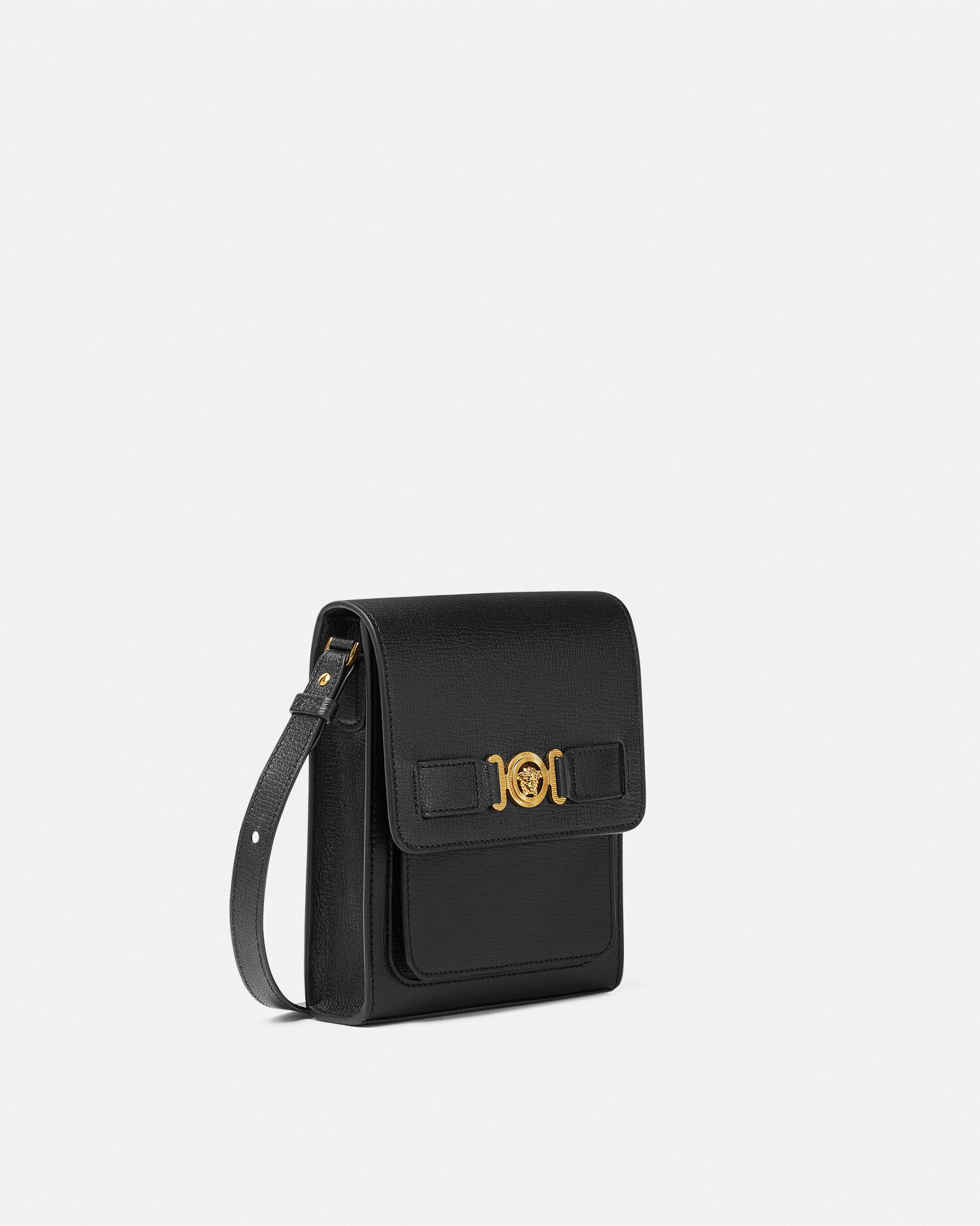 メドゥーサ ビギー レザー クロスボディ バッグ ブラック,ゴールド