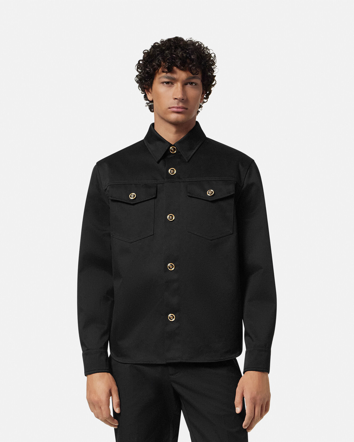 VERSACE コットンギャバジン オーバーシャツ コットンギャバジン オーバーシャツ ブラック | VERSACE JP