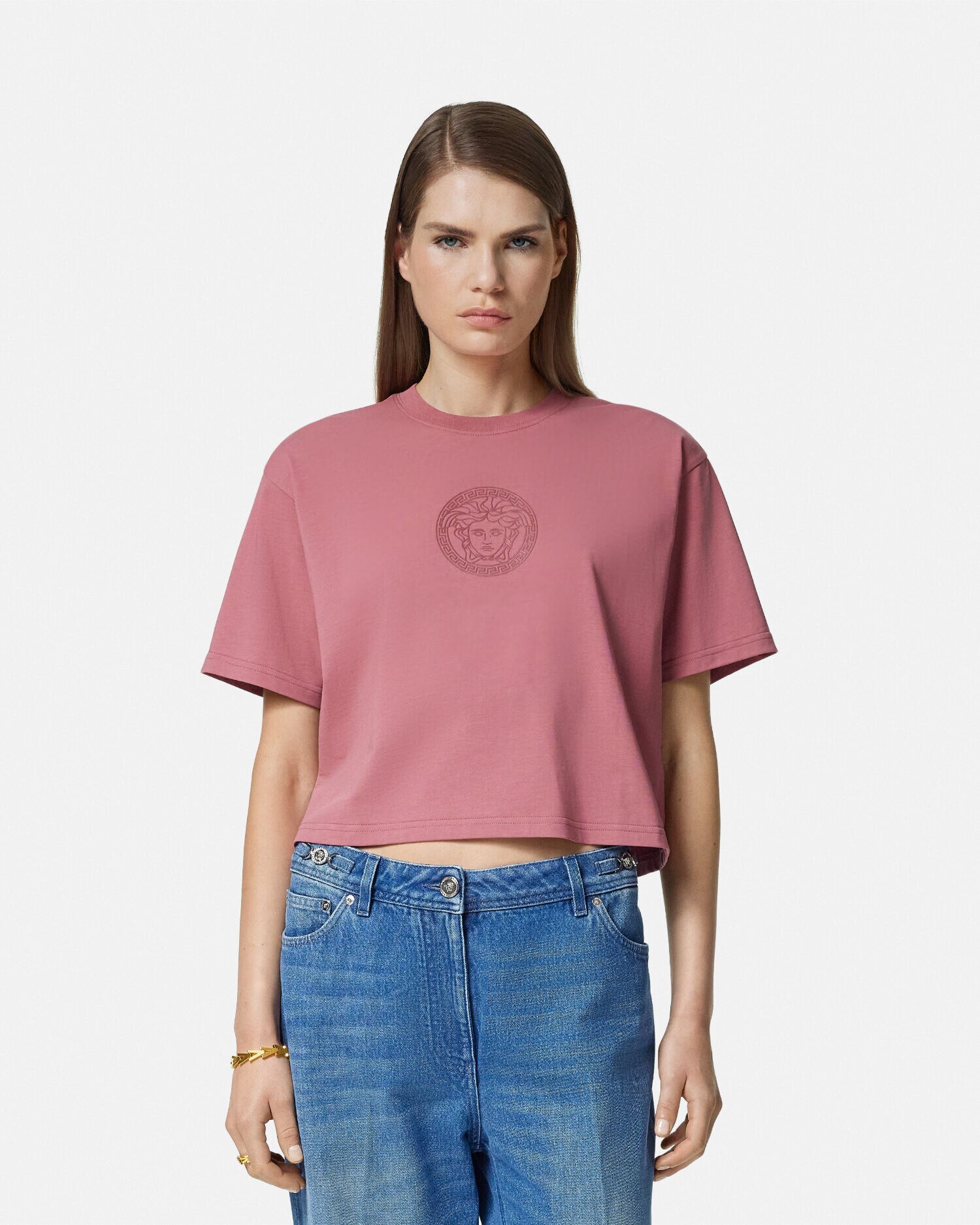 クロップ Tシャツ メドゥーサ ピンク | VERSACE JP