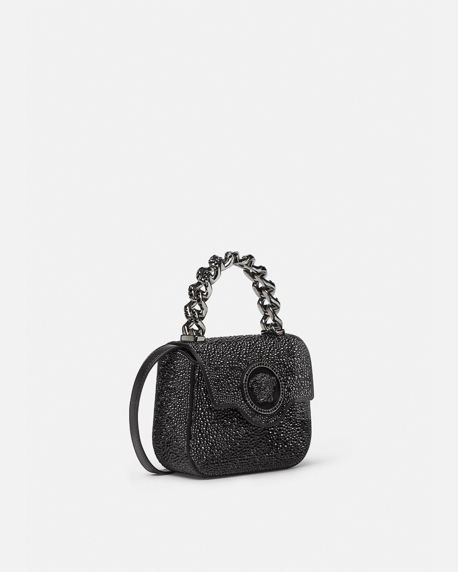 ラ メドゥーサ 装飾付き サテン ミニ バッグ ブラック | VERSACE JP