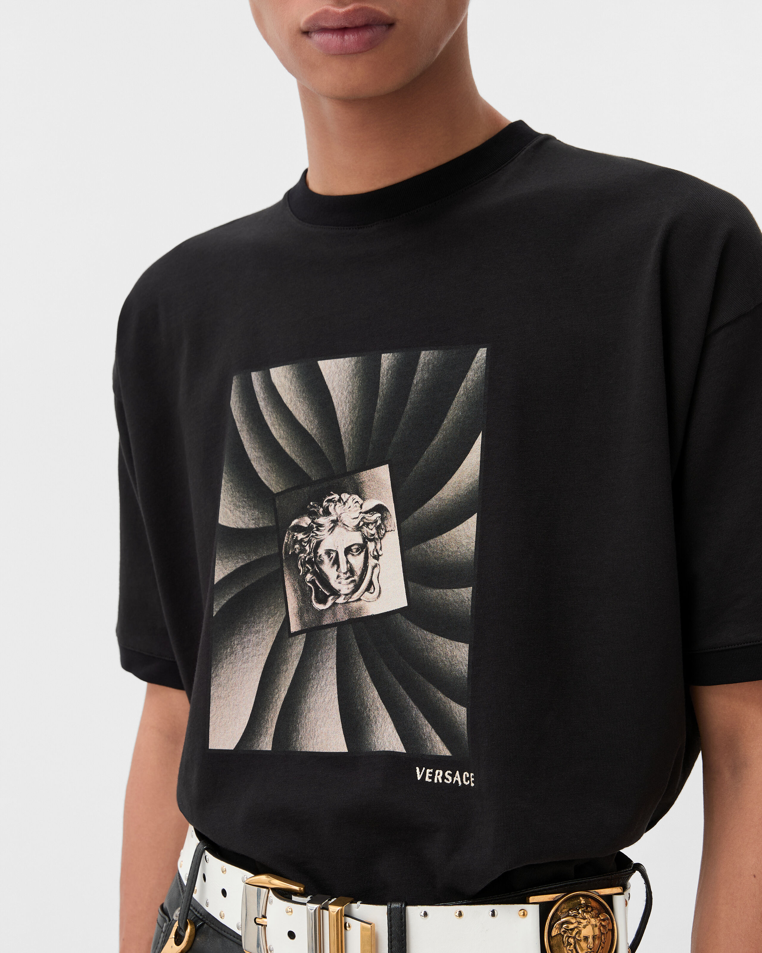 プリント コットンジャージー Tシャツ ブラック | VERSACE JP