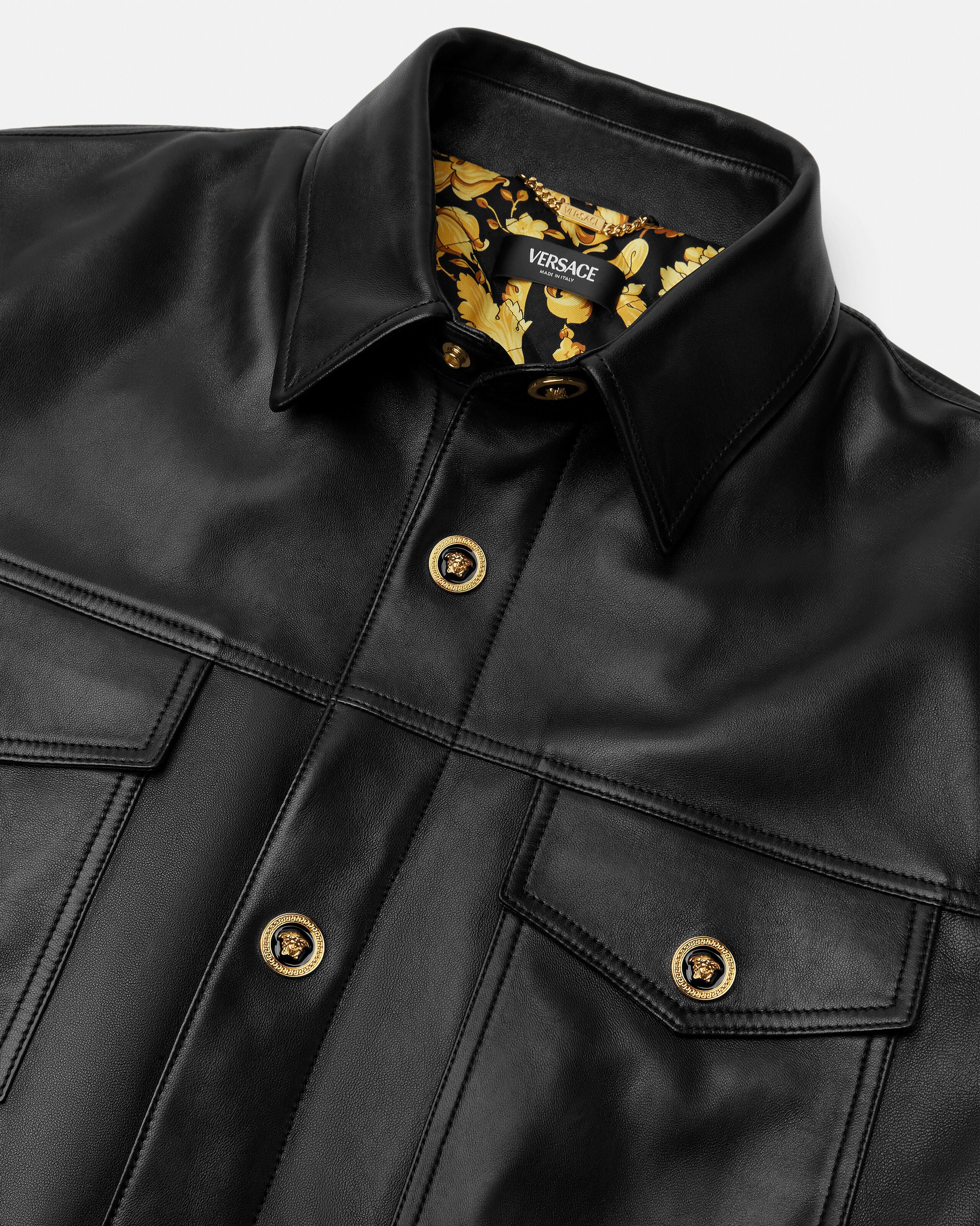 レザー オーバーシャツ ブラック | VERSACE JP