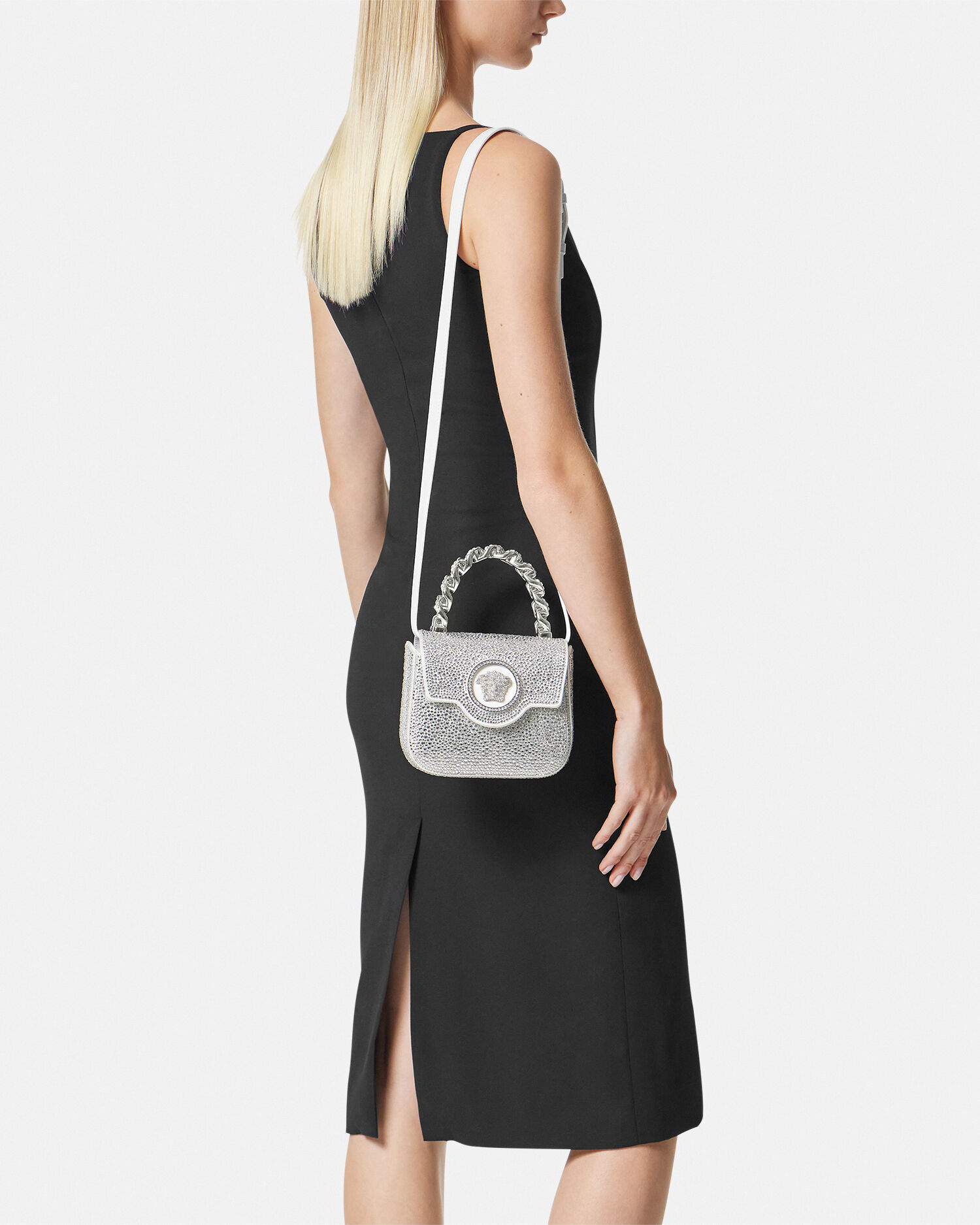 ラ メドゥーサ 装飾付き サテン ミニ バッグ ホワイト | VERSACE JP