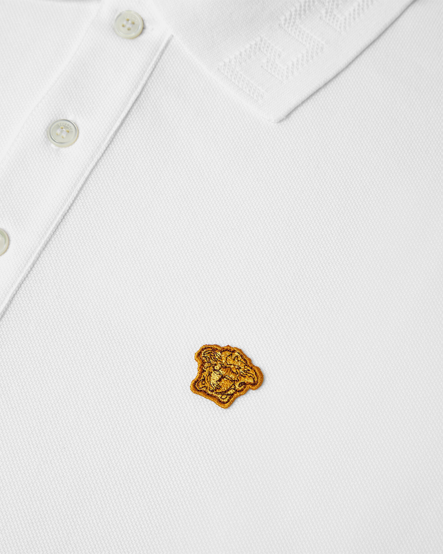 刺繍入り コットン ピケ ポロシャツ ホワイト | VERSACE JP 刺繍入り コットン ピケ ポロシャツ ホワイト | VERSACE JP