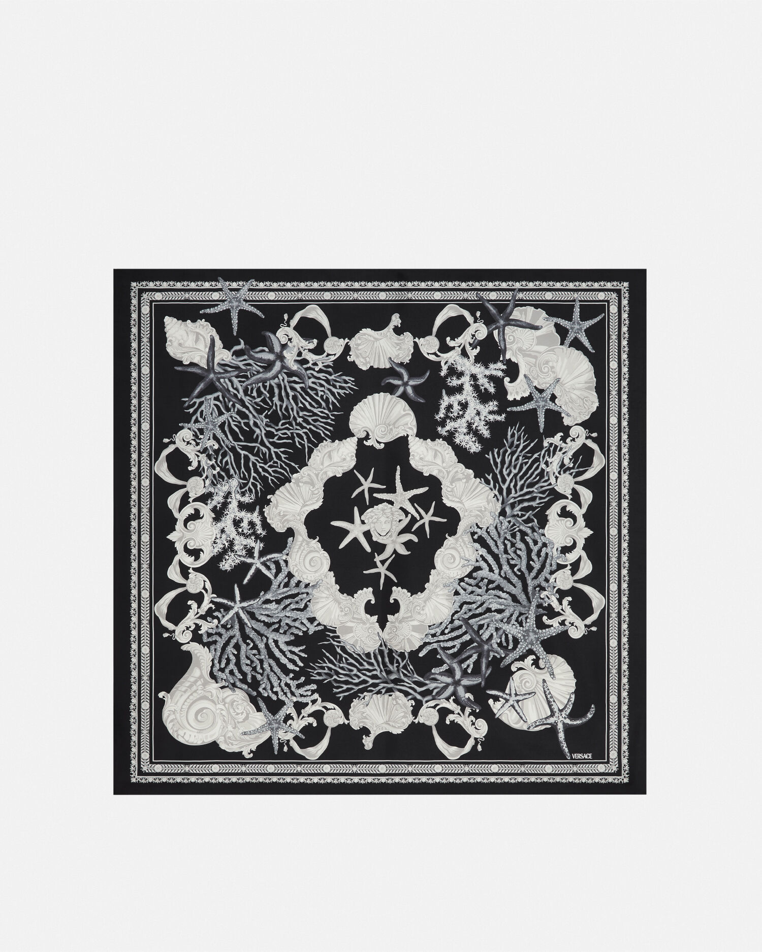 バロッコ シー シルク スカーフ 90 cm ブラック,プリント | VERSACE JP