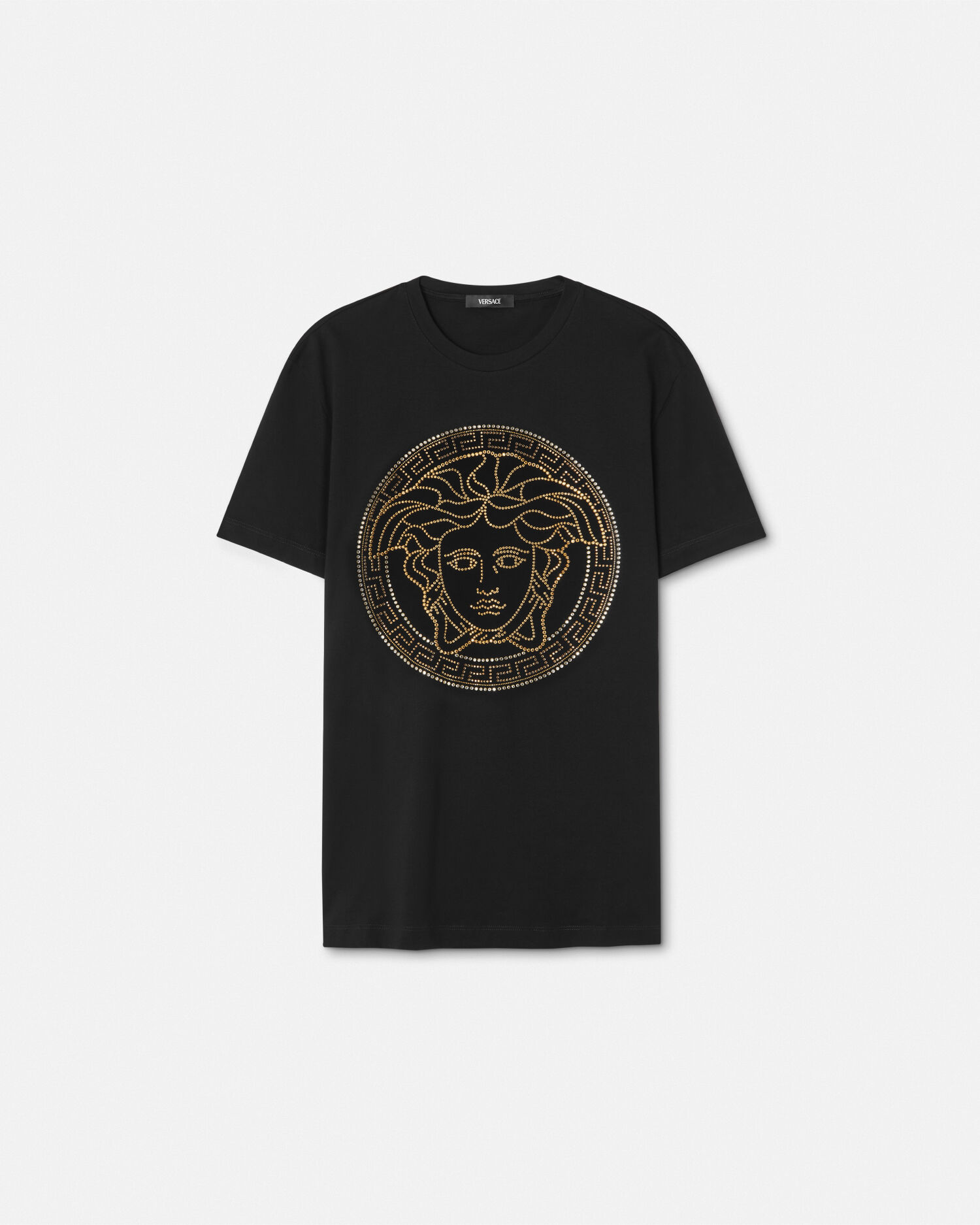 【送料無料（一部地域を除く）】 クリスタル メドゥーサ JP VERSACE | ブラック Tシャツ トップス