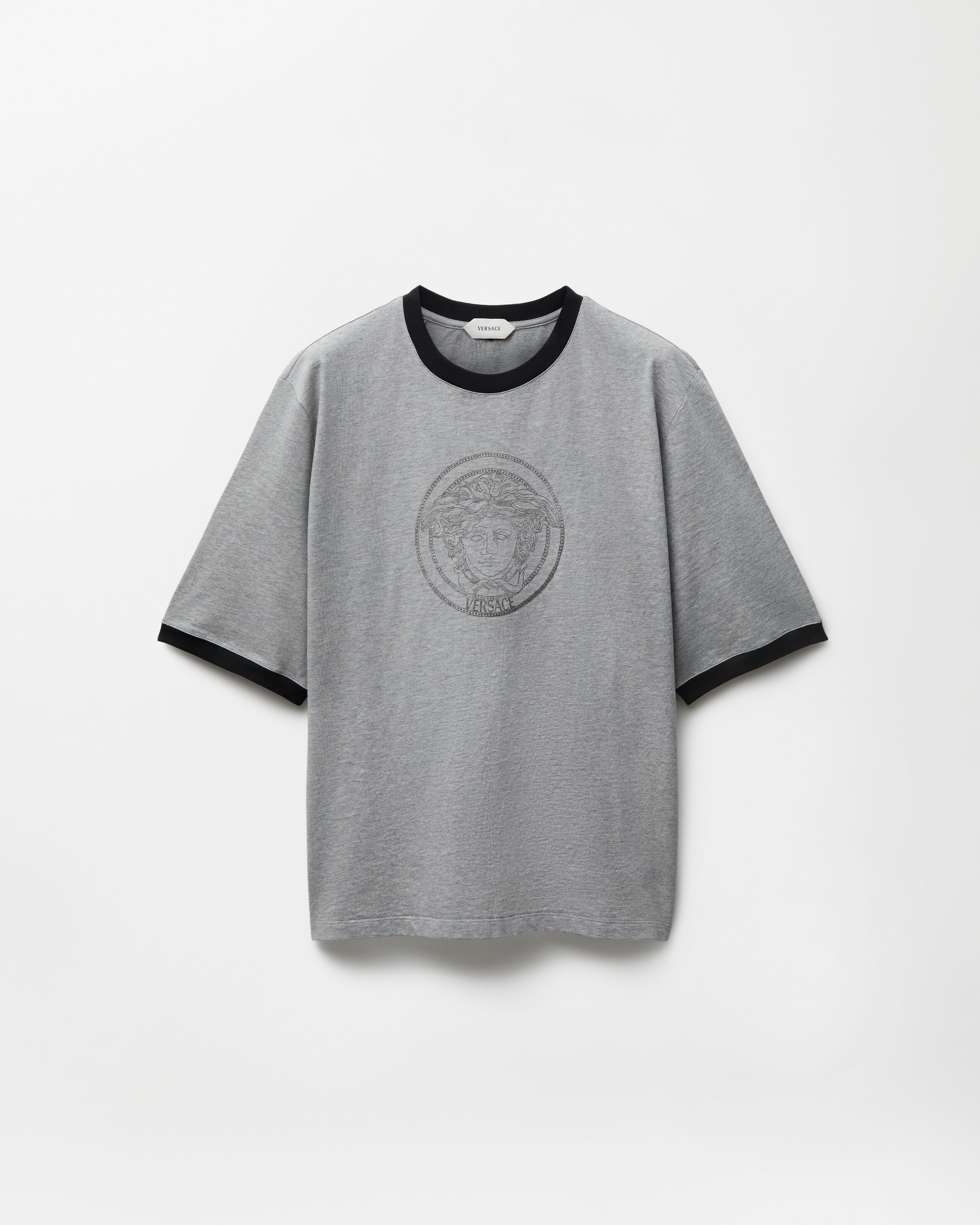 プリントロゴ入りコットンジャージーTシャツ グレー | VERSACE JP