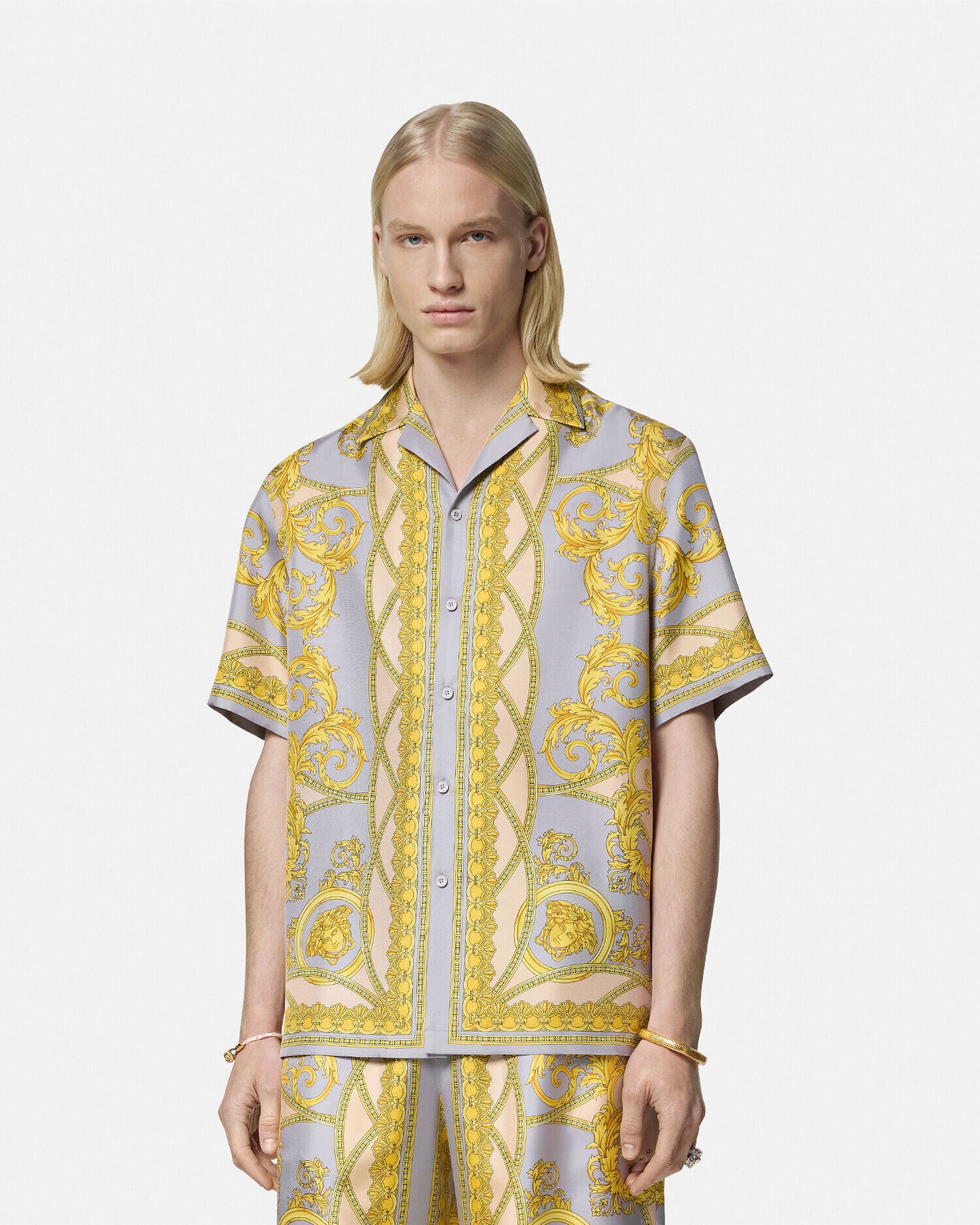 ラ クープ デ デュー シルク シャツ グレー,プリント | VERSACE JP