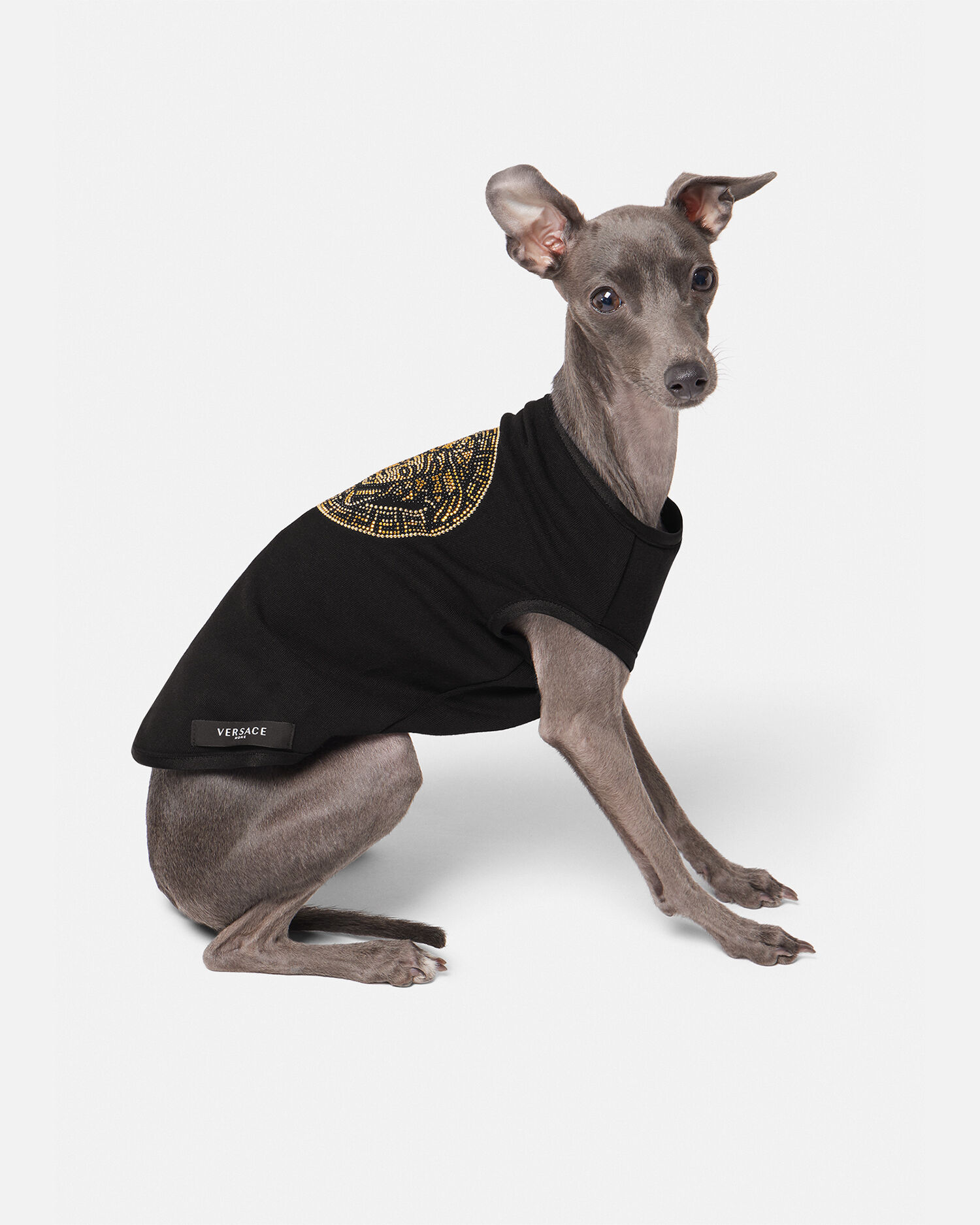 Versace【ドッグTシャツ☆ブラック/ホワイト】関税送料込 クリスタル メドゥーサ スモール ペット Tシャツ ブラック