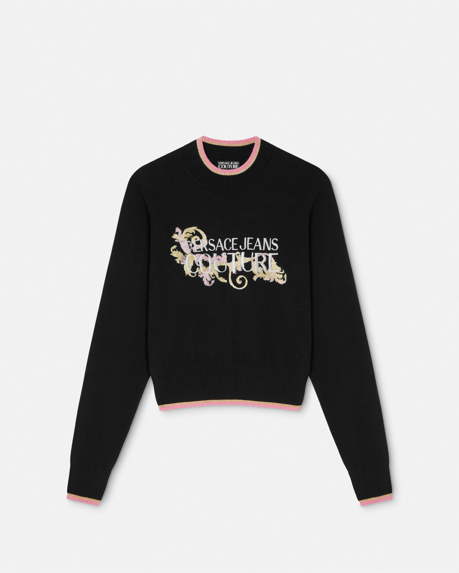 VERSACE(ヴェルサーチ) ロゴニットトセーター1014456 1A10279 1014456 1A10279 ブラック サイズ 46｜【公式】カインドオルオンライン  ブランド古着・中古通販【kindal】