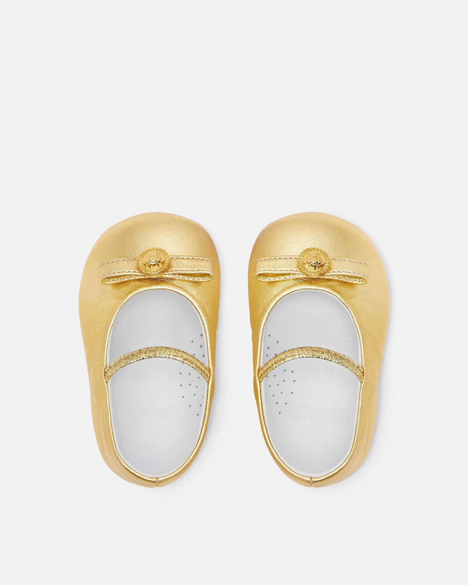 ジャンニ リボン メタリック ベビー バレエシューズ | VERSACE JP