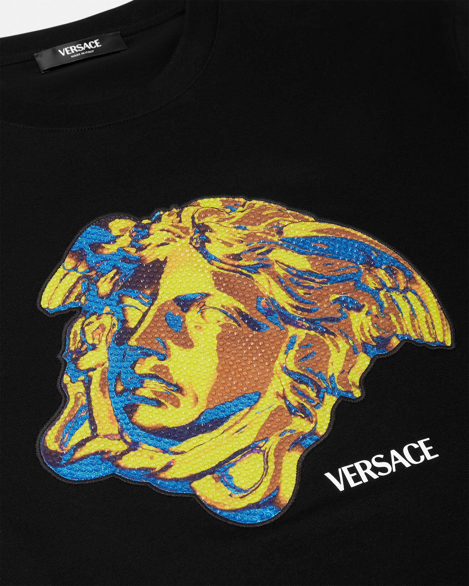装飾付き コットンジャージー Tシャツ ブラック | VERSACE JP