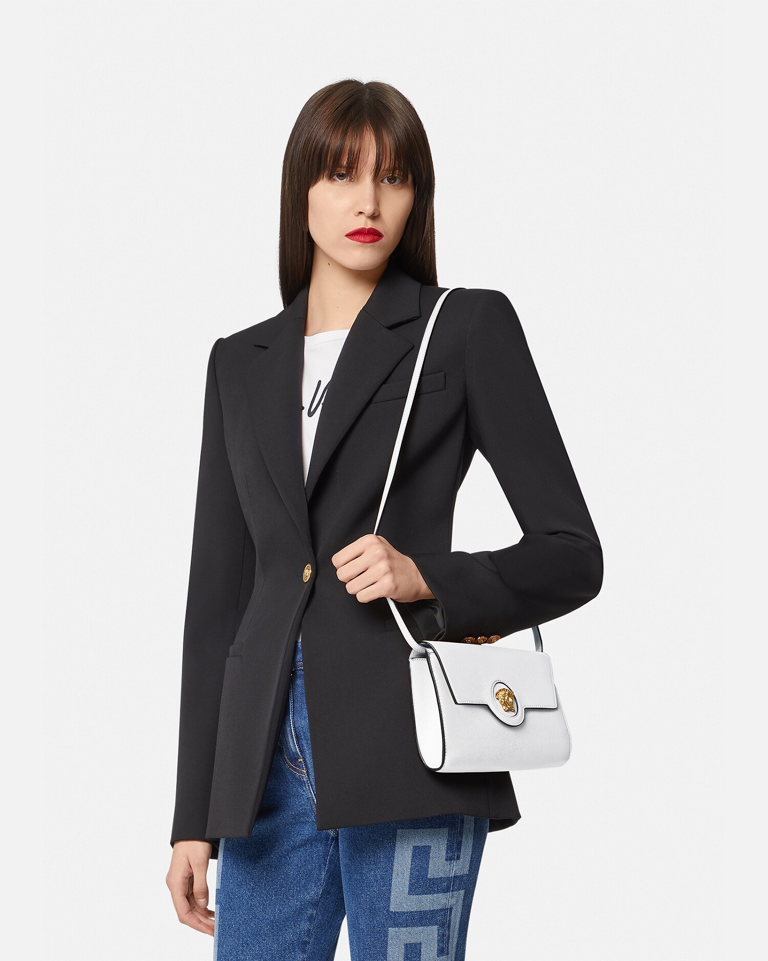 ラ メドゥーサ スモール レザー クロスボディ バッグ ホワイト