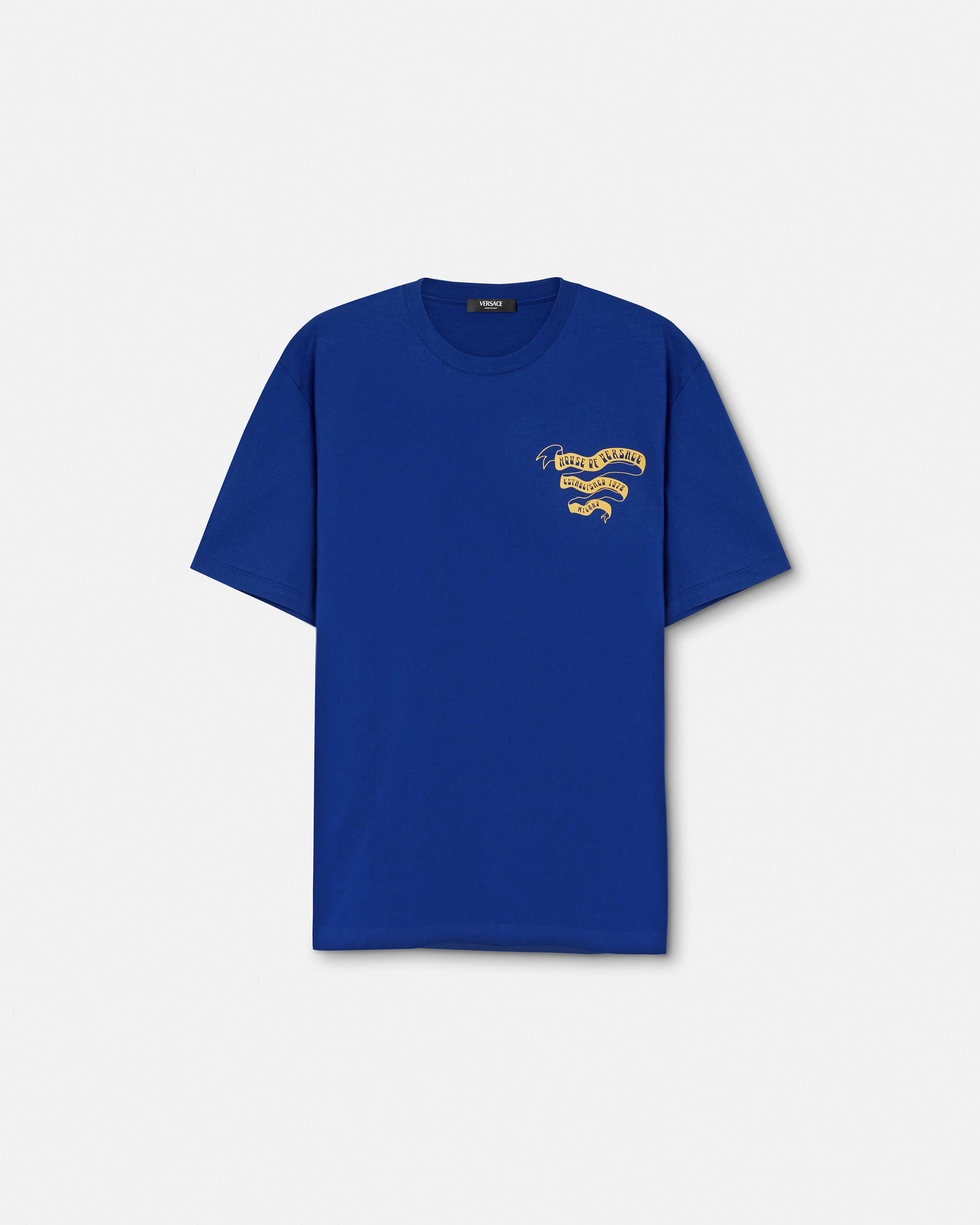 プリント コットンジャージー レギュラー Tシャツ ブラック | VERSACE JP