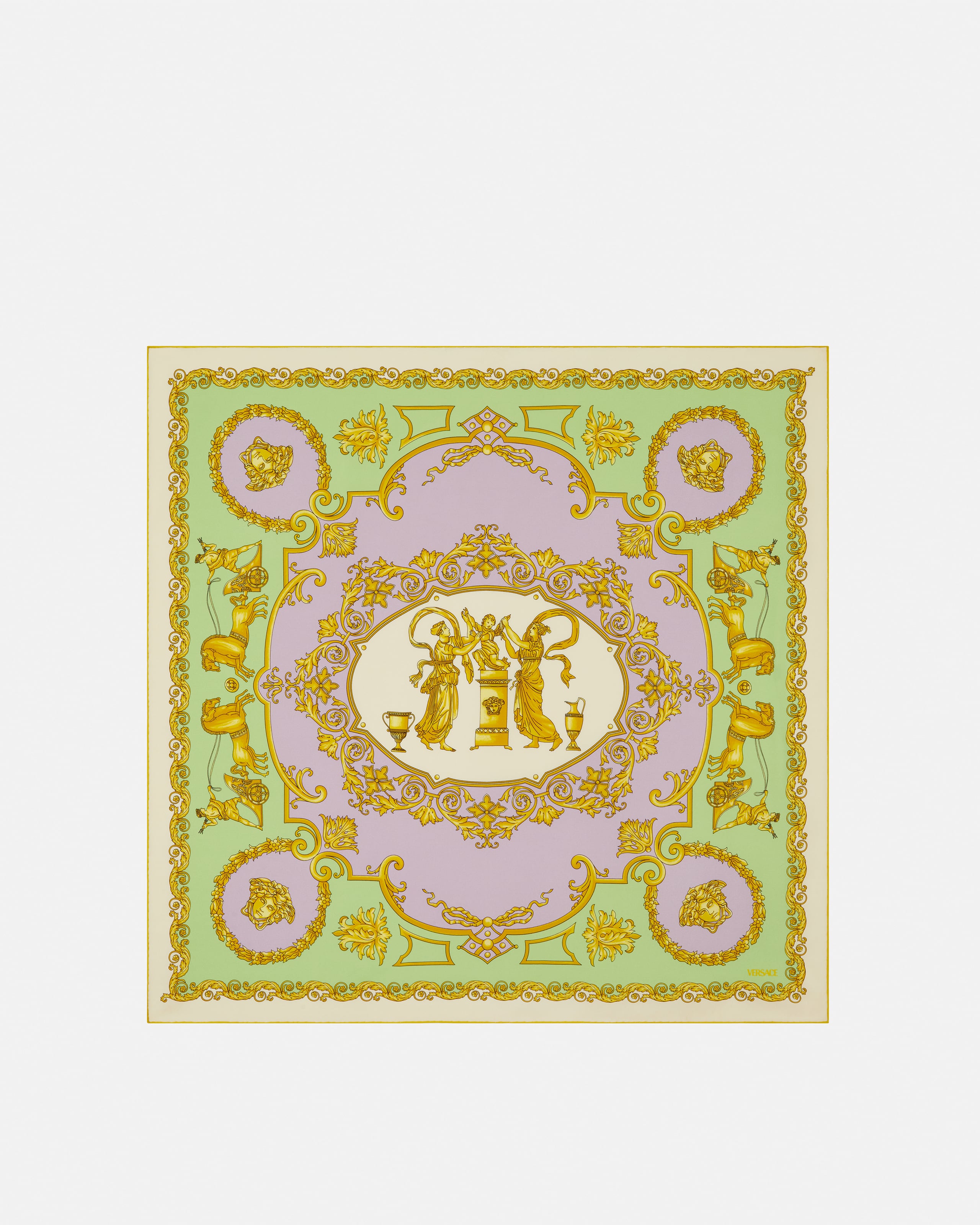 プリントシルクツイルスカーフ 90cm ブラック,ブルー | VERSACE JP