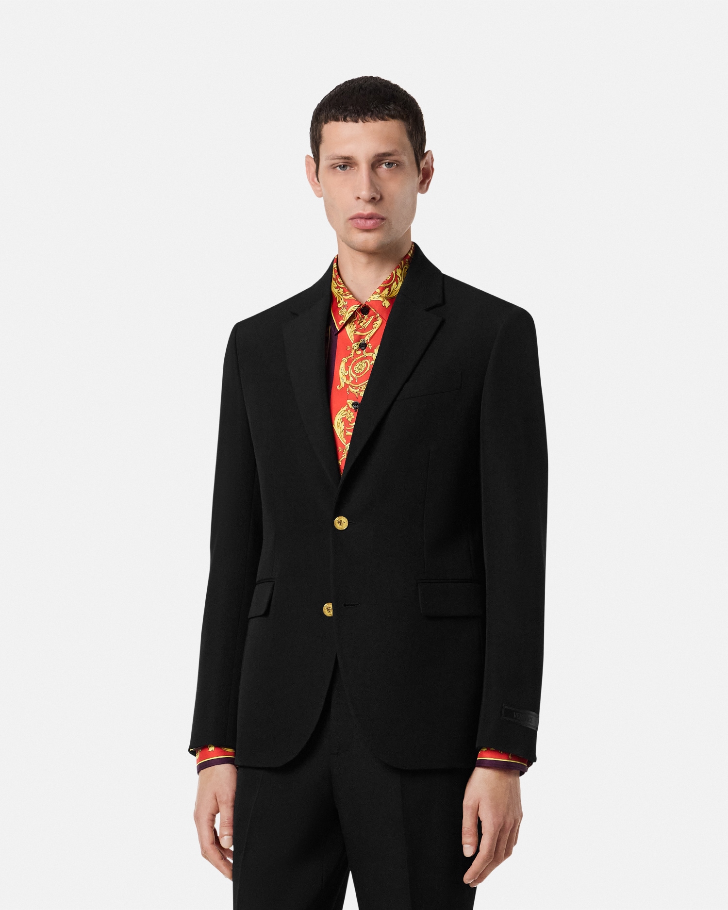A.VERSACE ブラック ジャケット パンツ セット XL VERSACE オールオーバー ロゴ ジャージー セットアップ (VERSACE