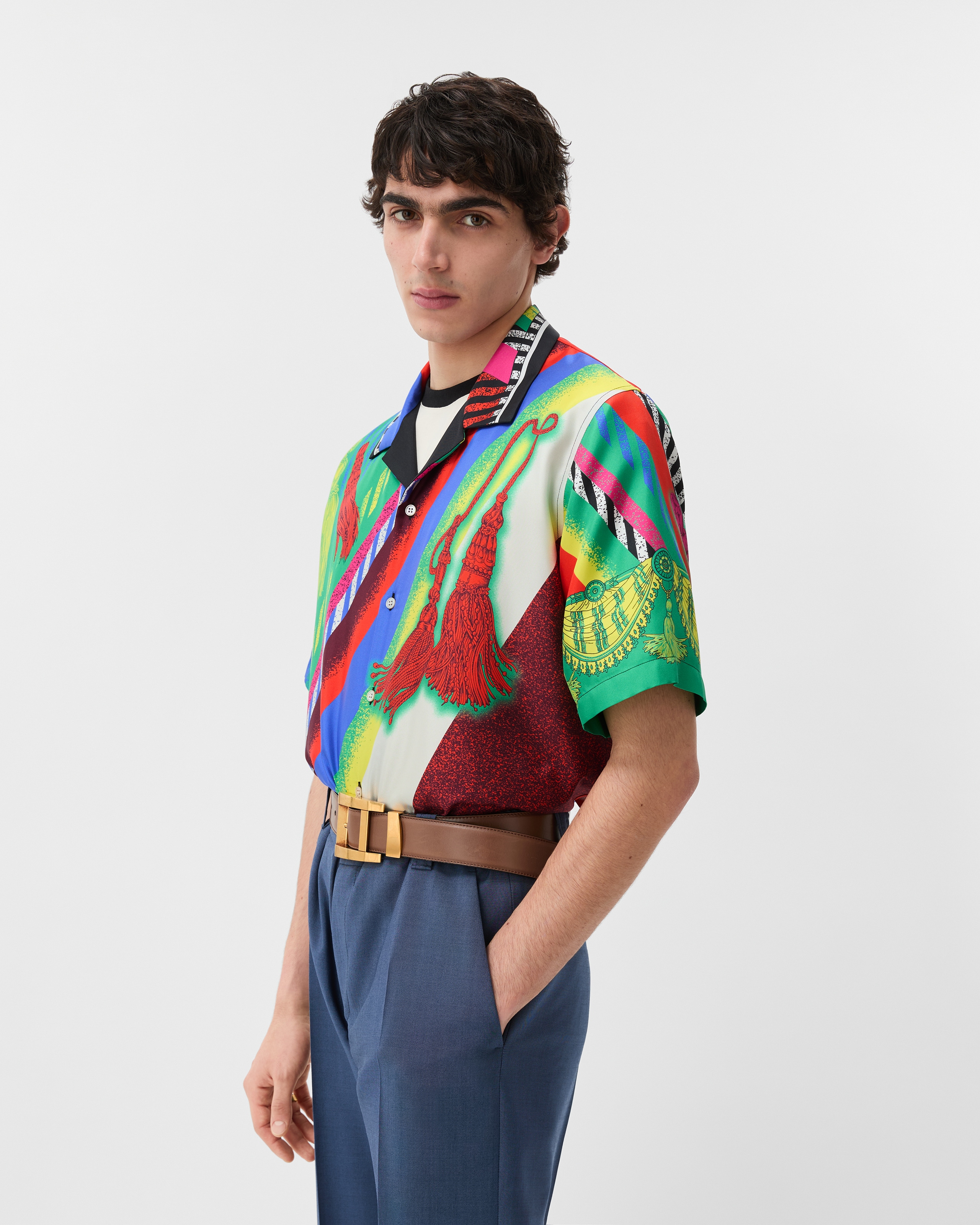 プリント シルク ツイル シャツ マルチカラー | VERSACE JP