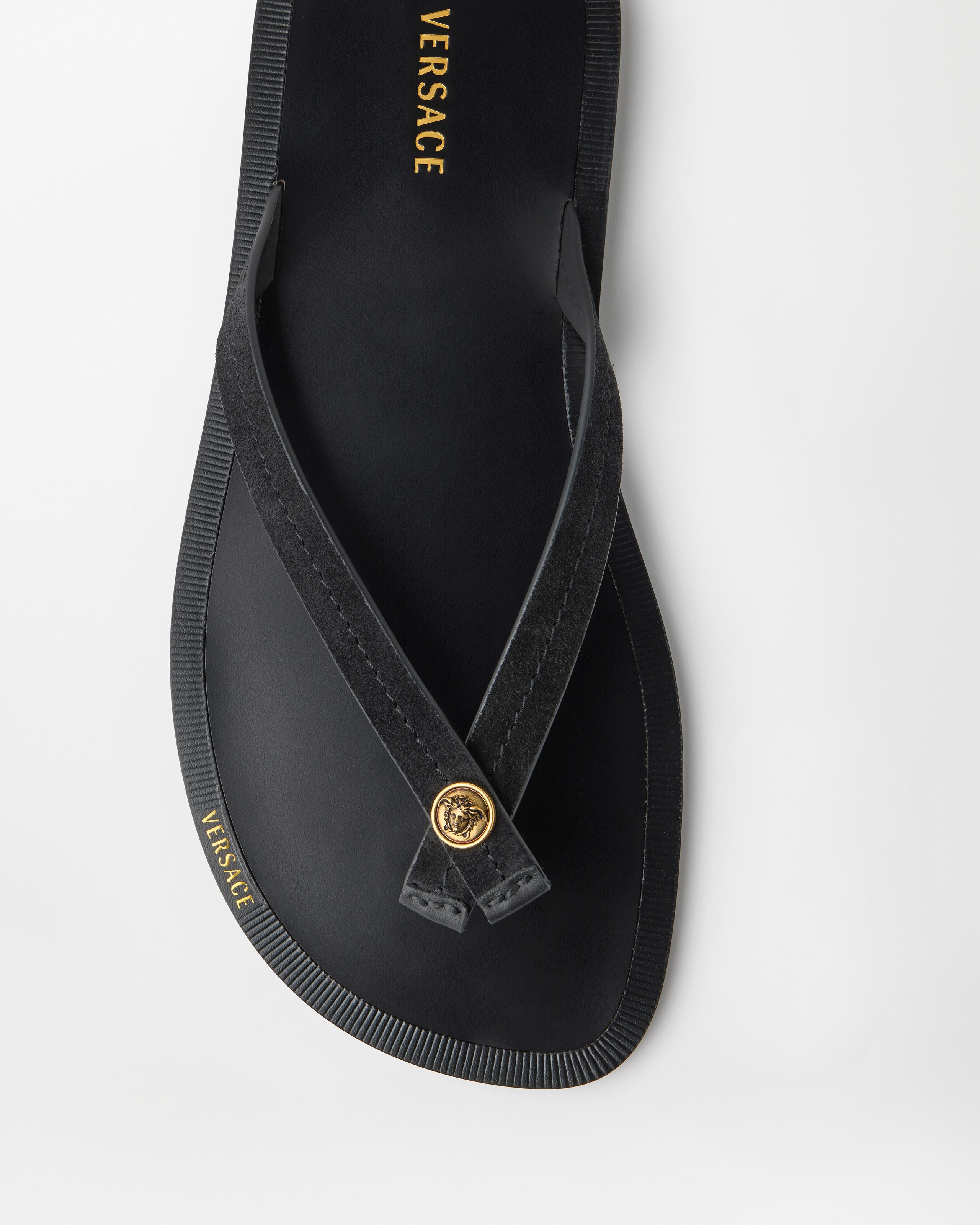 【 SLIPPER】 新品未使用 レザーサンダル ブラック US10 ガブリエル レザー サンダル ブラック | VERSACE JP