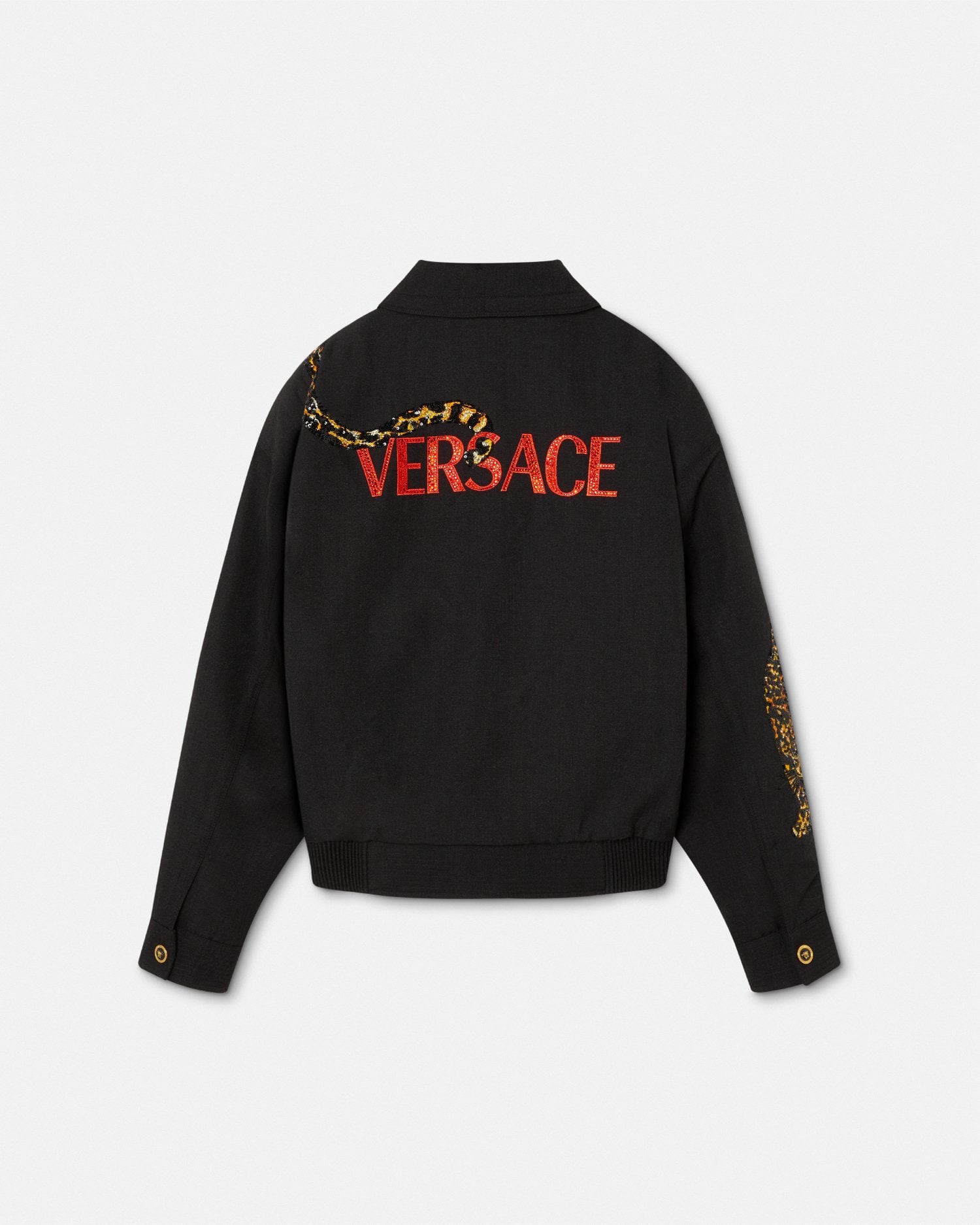 VERSACE ヴェルサーチ ジャケット ブルゾン メランジ ウール ブルゾン ジャケット ヴェルサーチェ レオパード