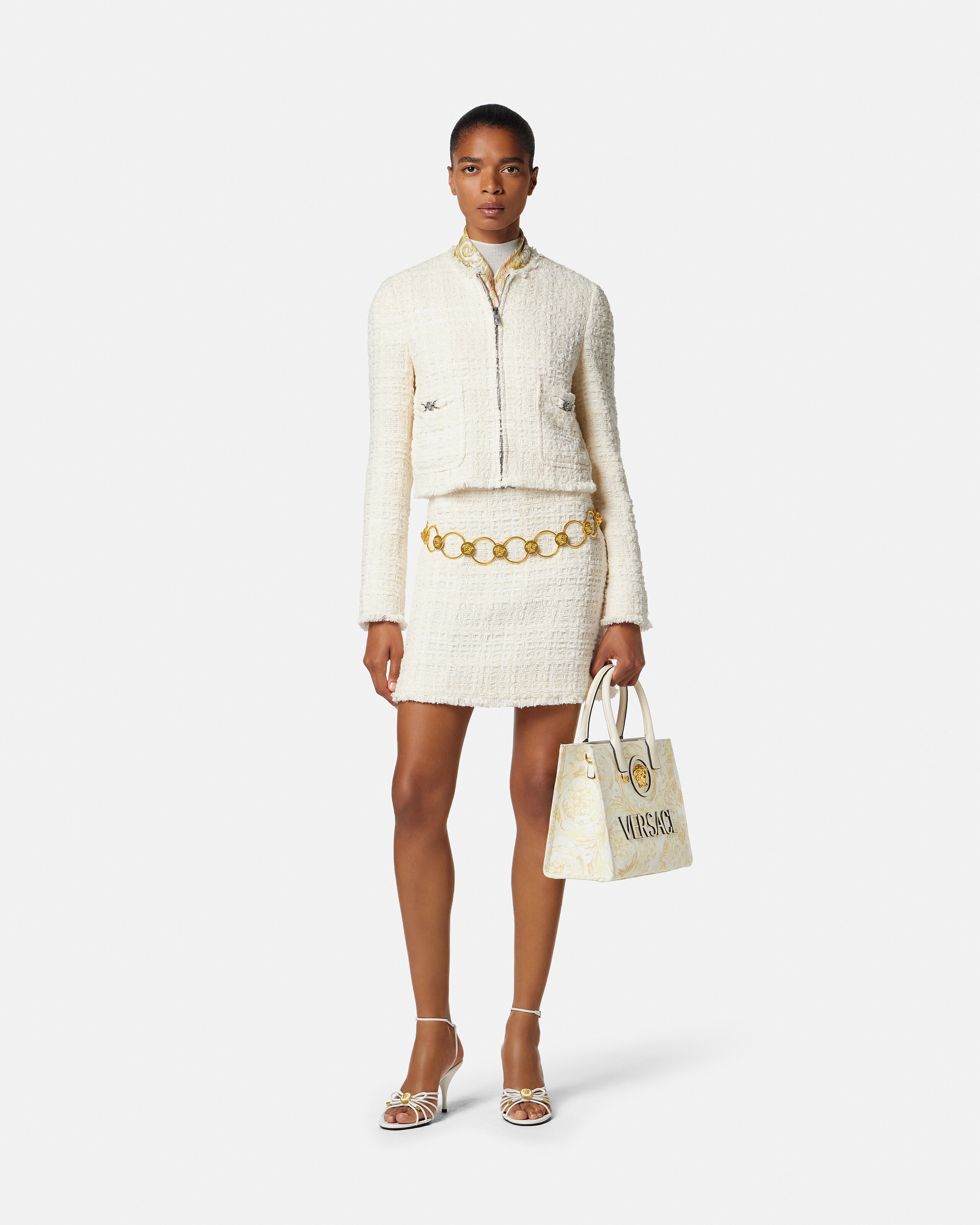 ツイード コットン ジッパー ジャケット ブラック | VERSACE JP