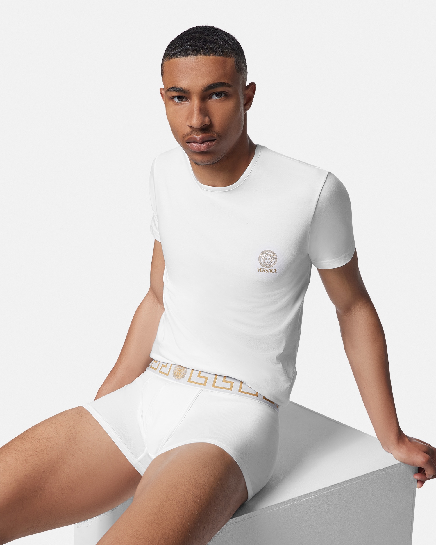 コットンジャージー トランクス 2枚パック ブラック | VERSACE JP
