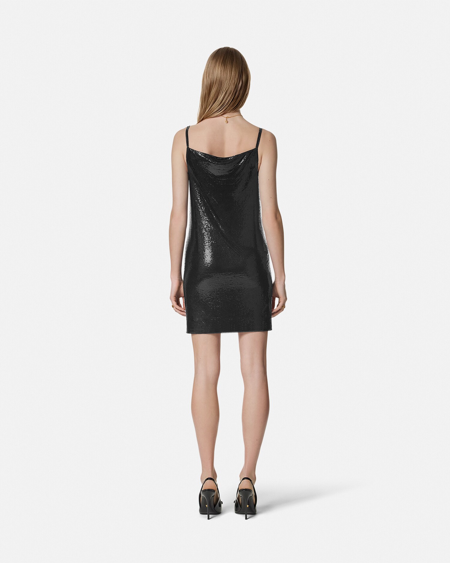 メタル メッシュ スリップ ミニ ドレス ブラック | VERSACE JP