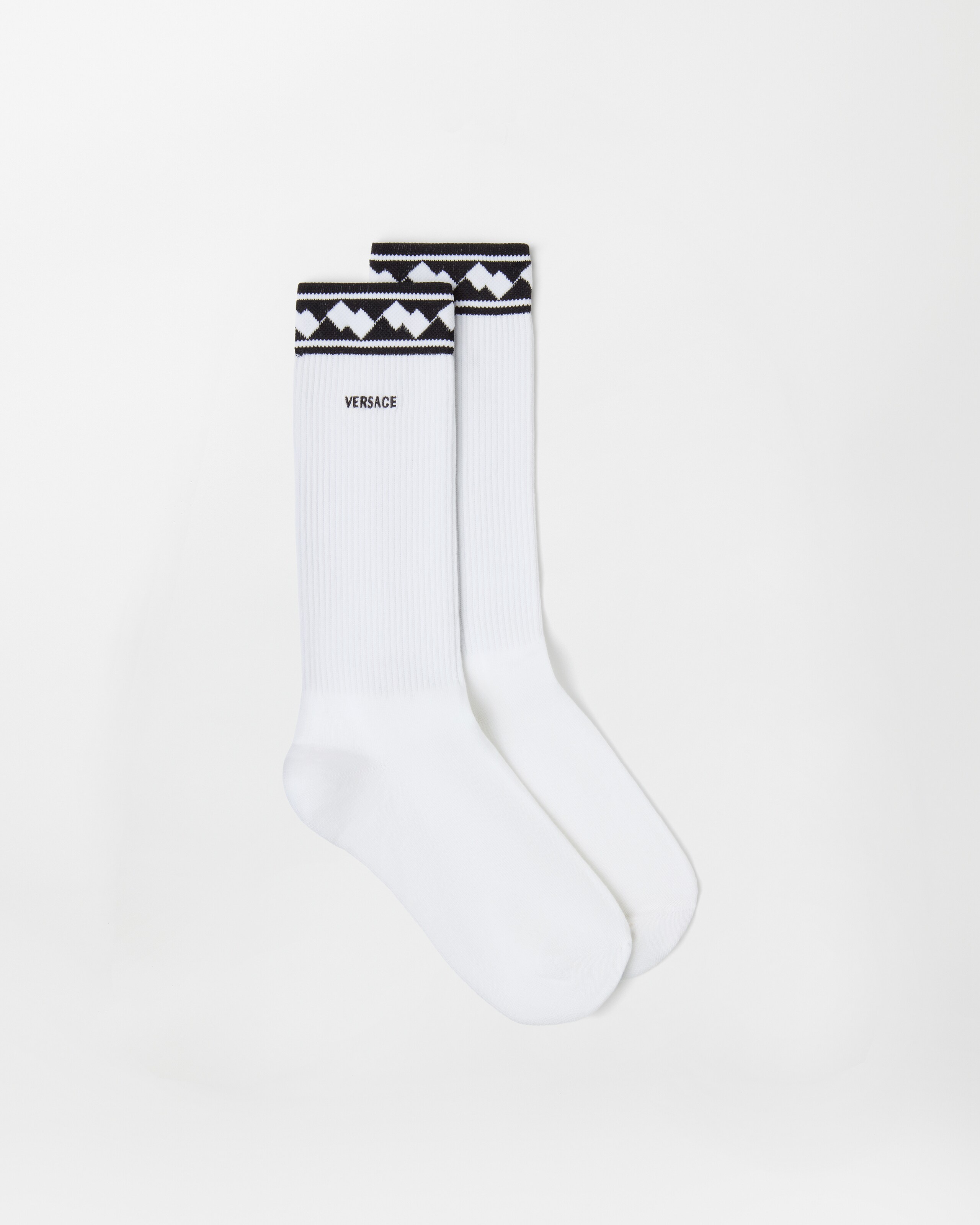 リブ編み ソックス ホワイト 刺繍入り コットン リブ編み ソックス ホワイト | VERSACE JP