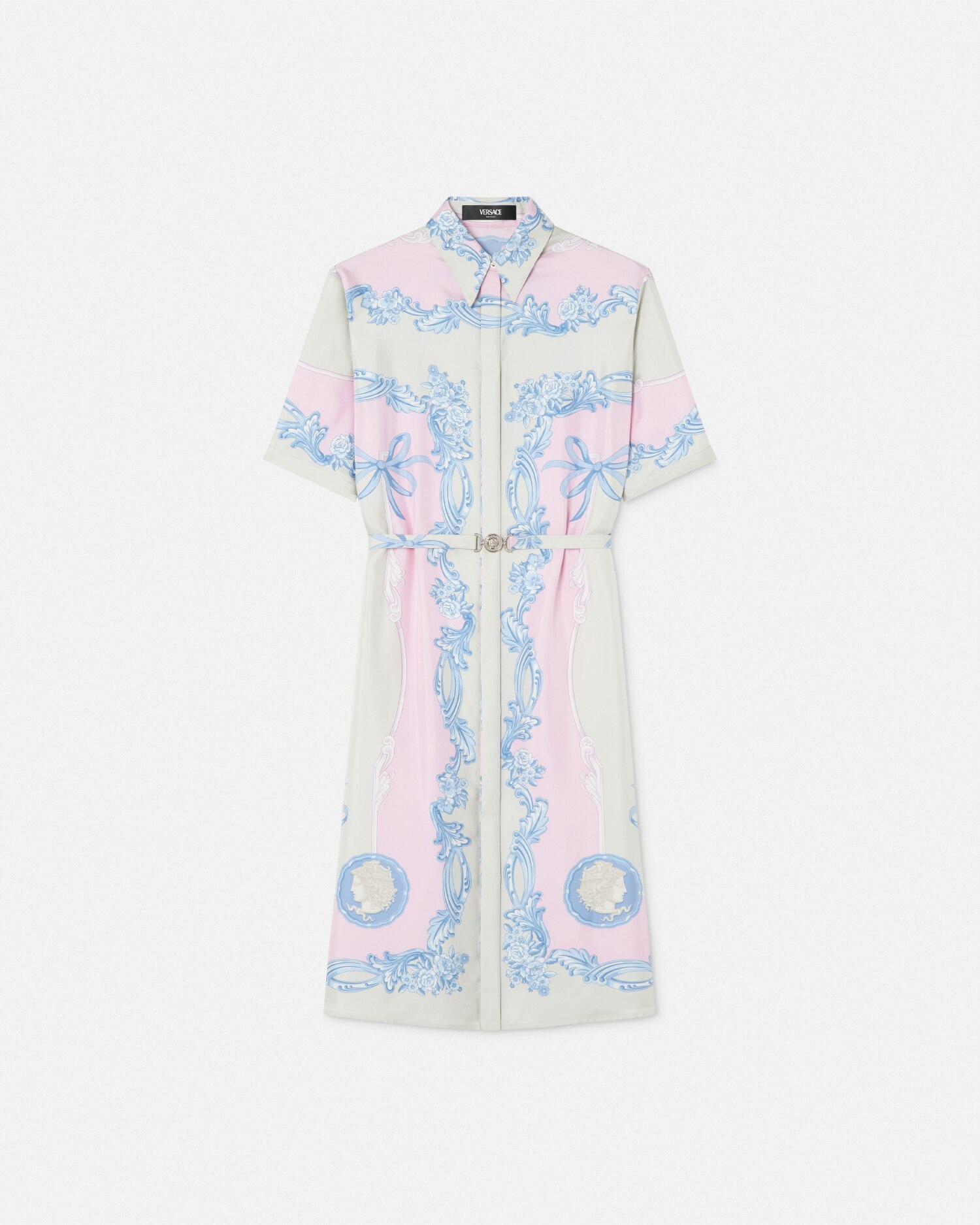 セール【VERSACE】カメオシルクミニシャツドレス★送料関税込 カメオシルクミニシャツドレス プリント | VERSACE JP