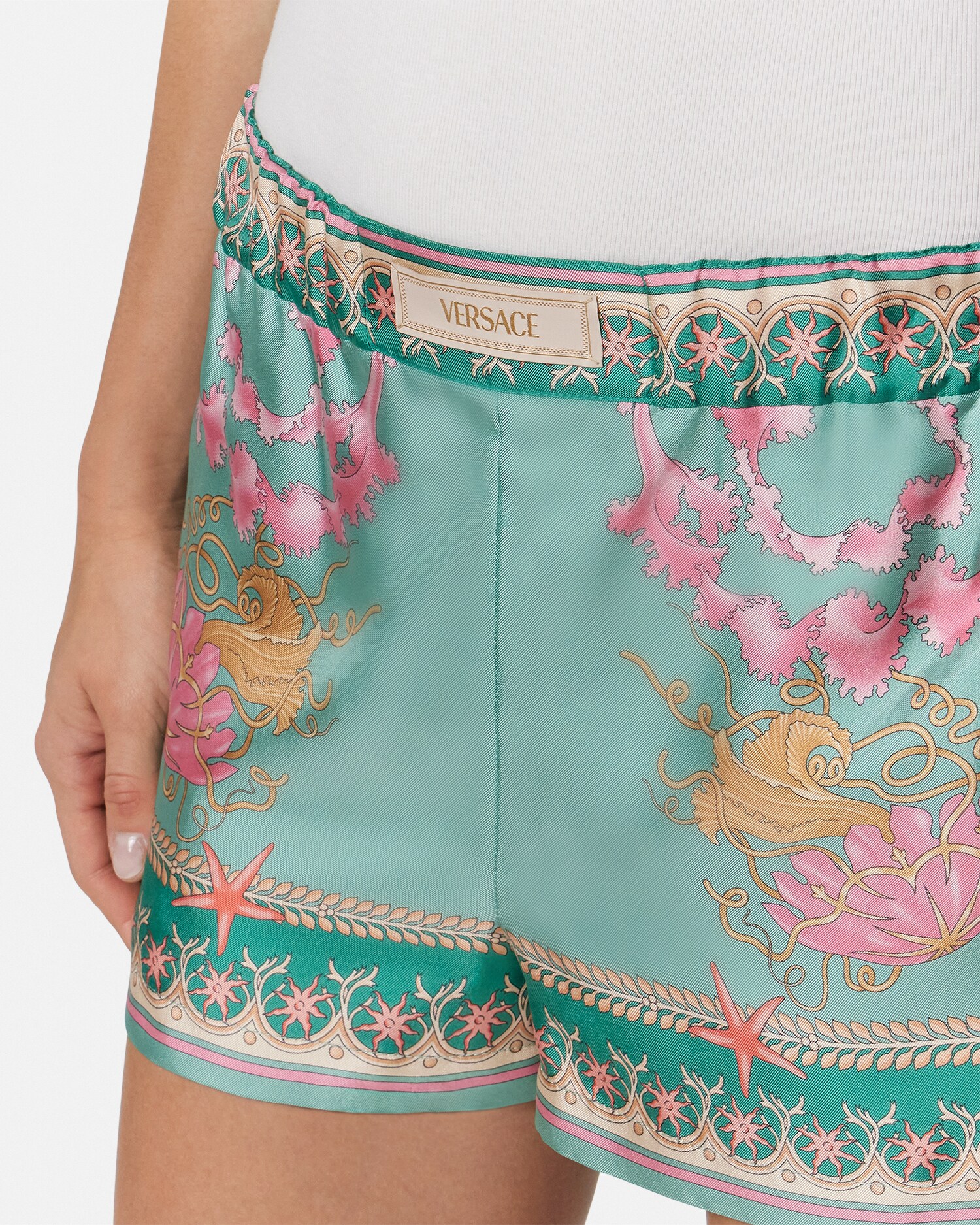 シルク ショートパンツ アンダーウォーター バロッコ グリーン,マルチ