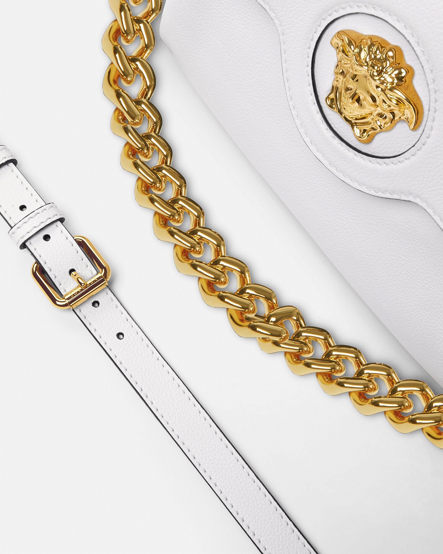 ラ メドゥーサ レザー トップハンドル ホワイト | VERSACE JP