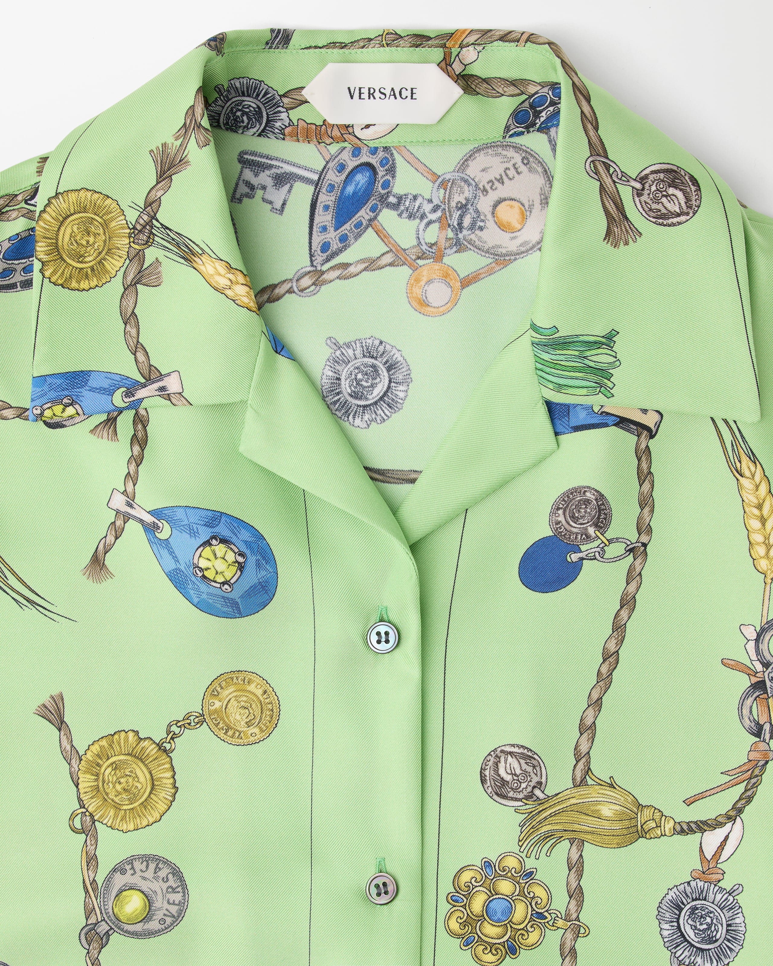 プリント シルク ツイル シャツ グリーン | VERSACE JP