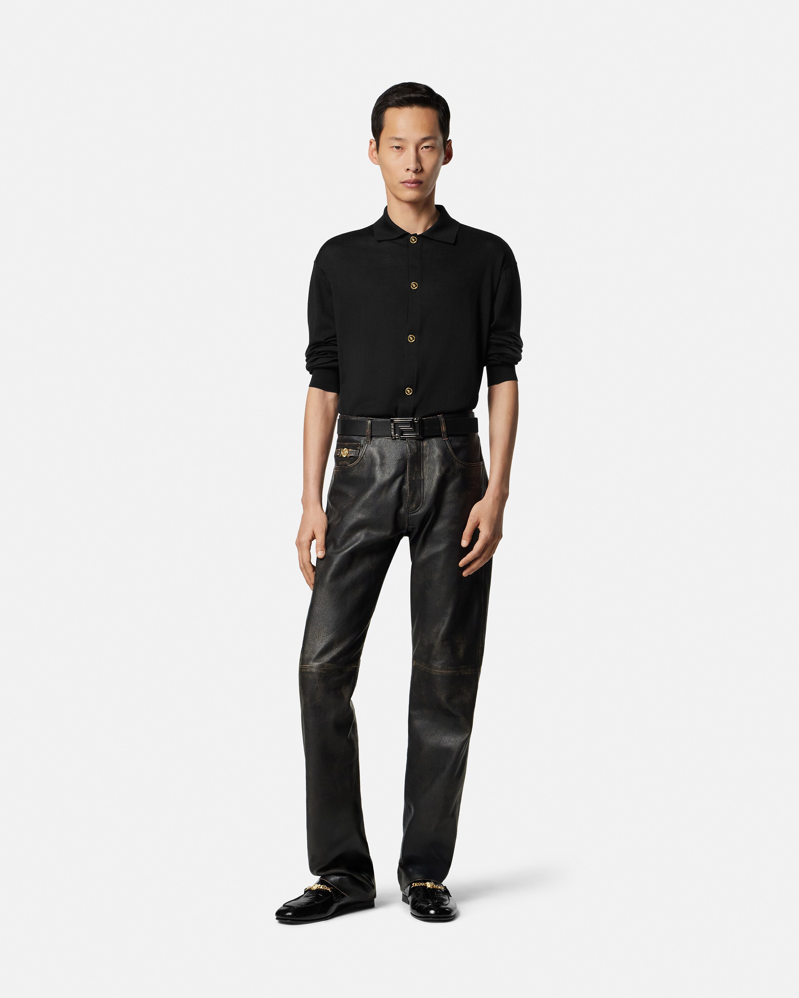 シルクブレンド ニット ポロ カーディガン | VERSACE JP