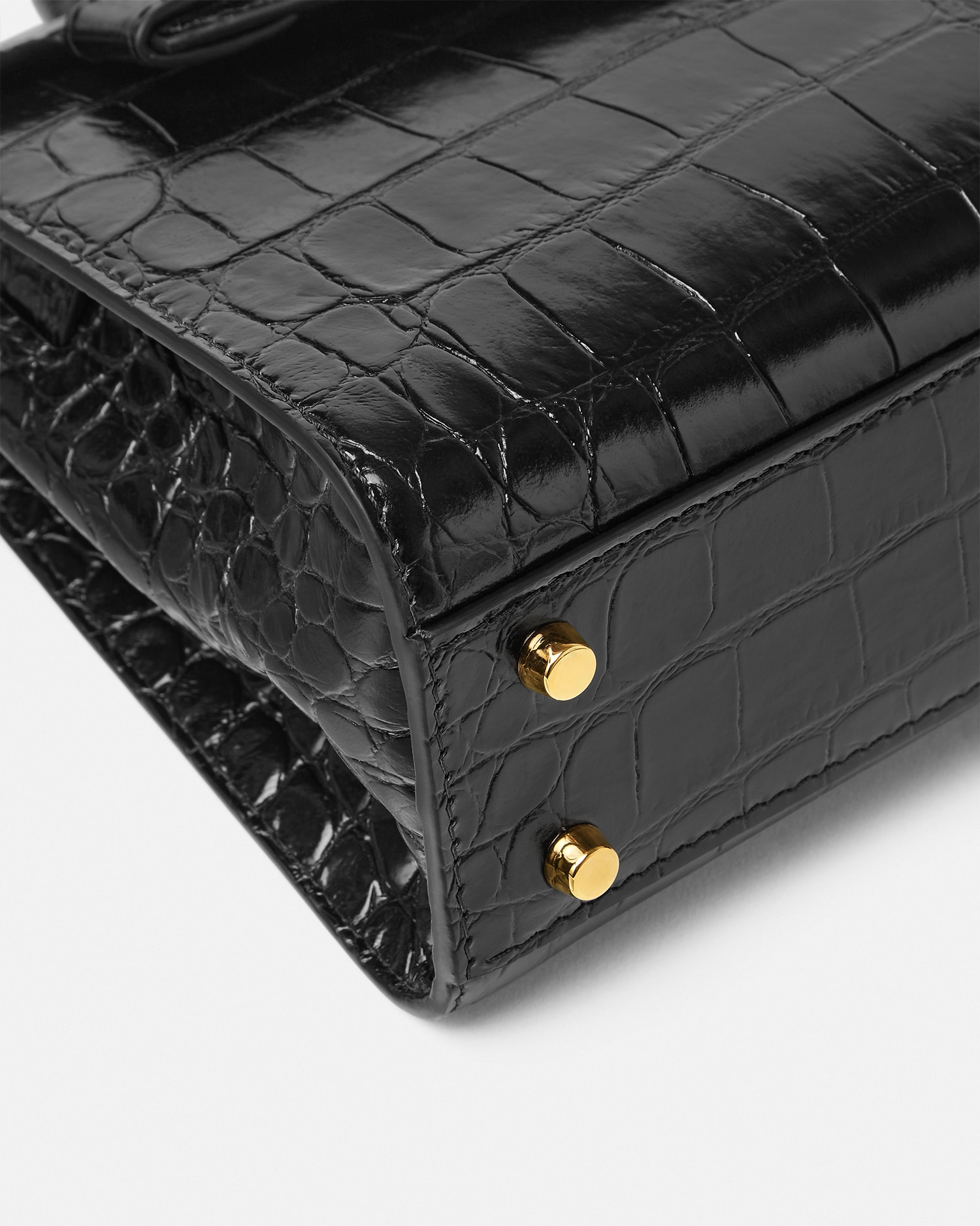 【国内即発】VERSACE ショルダーバッグ メドゥーサ クロコ型押し クロコ型押し ラ メドゥーサ ミニ バッグ ブラック,ゴールド